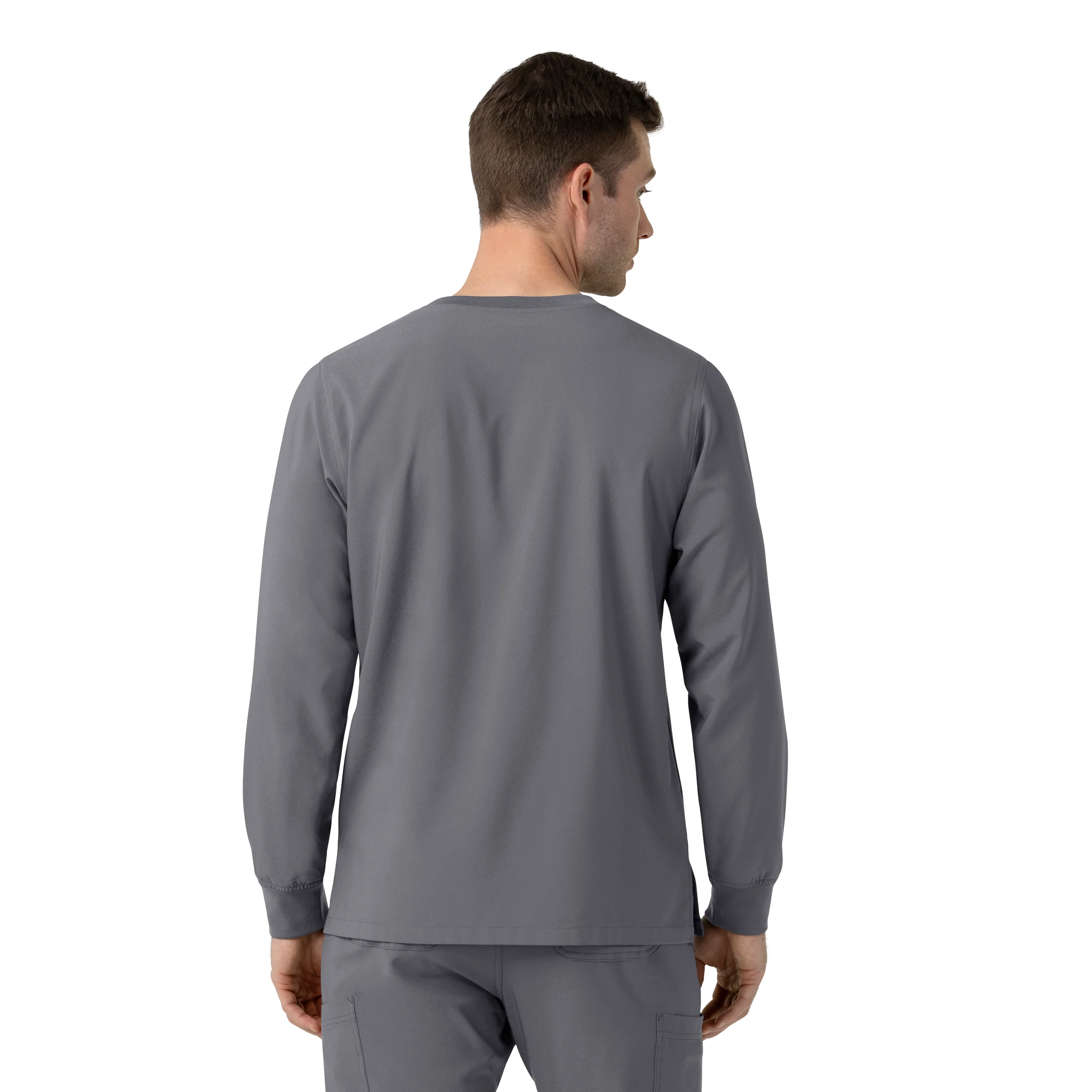 Carhartt Force Cross-Flex Men's Crew Neck Long Sleeve Scrub Top - Pewter - Image 2