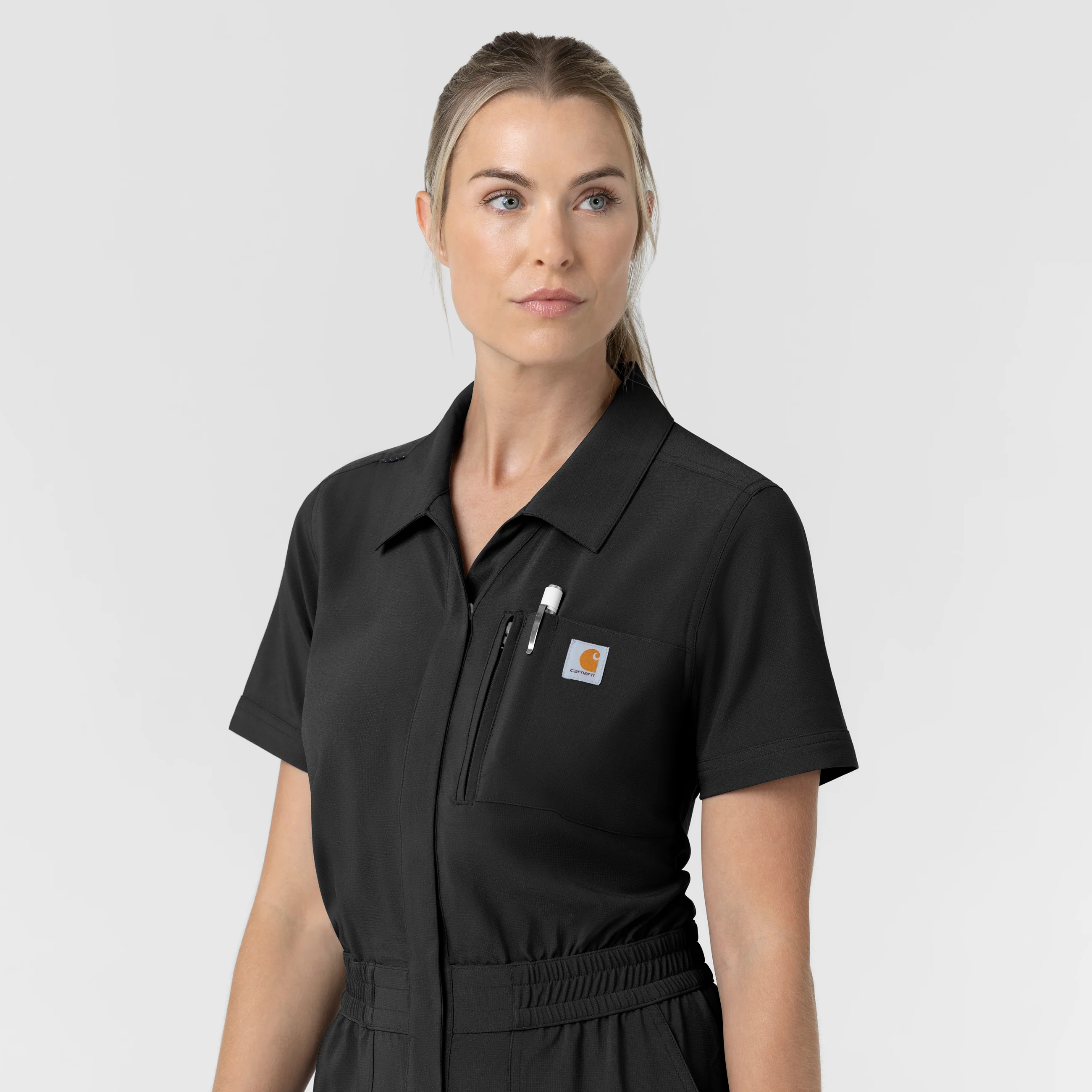 Carhartt Women’s Force Cross-Flex Short Sleeve Scrub Coverall - Black - Image 11