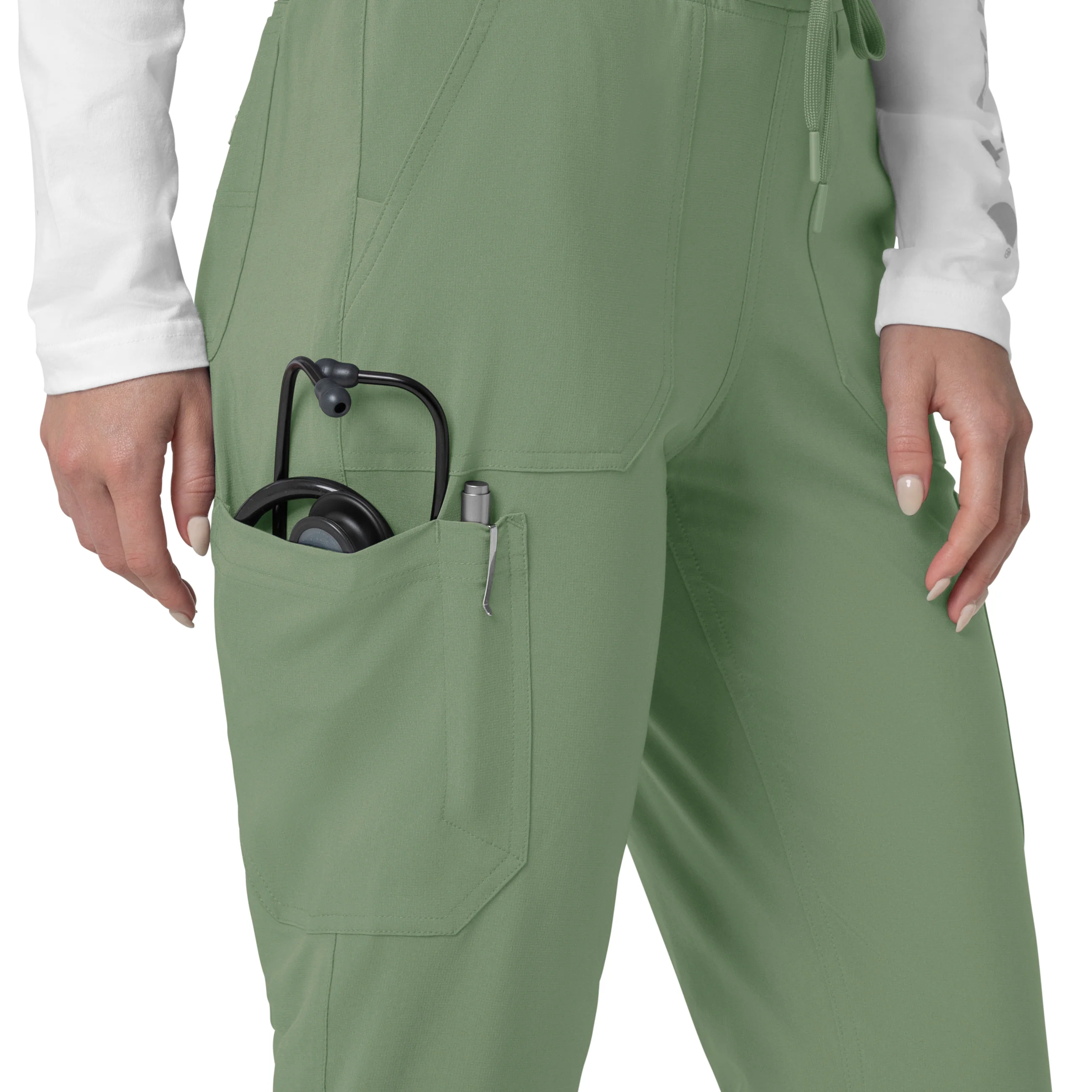 Carhartt Force Cross-Flex Women's Cargo Jogger Scrub Pant - Green Slate - Image 8