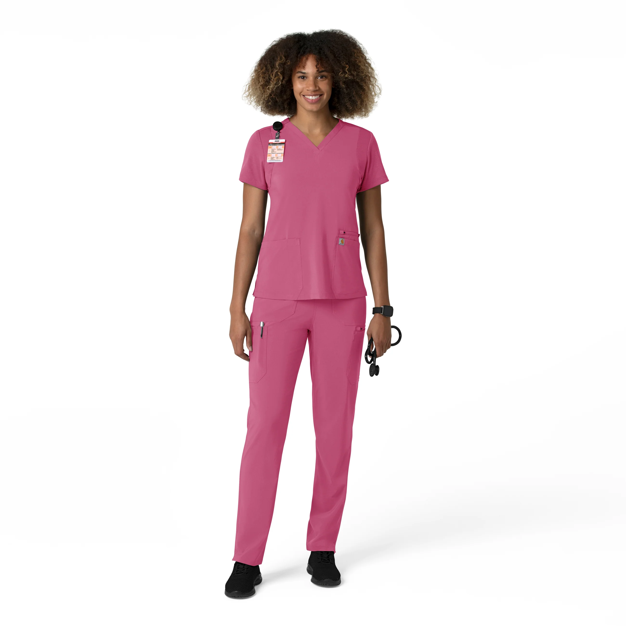 Carhartt Force Cross-Flex Women's Straight Leg Cargo Scrub Pant - Electric Fuschia - Image 3