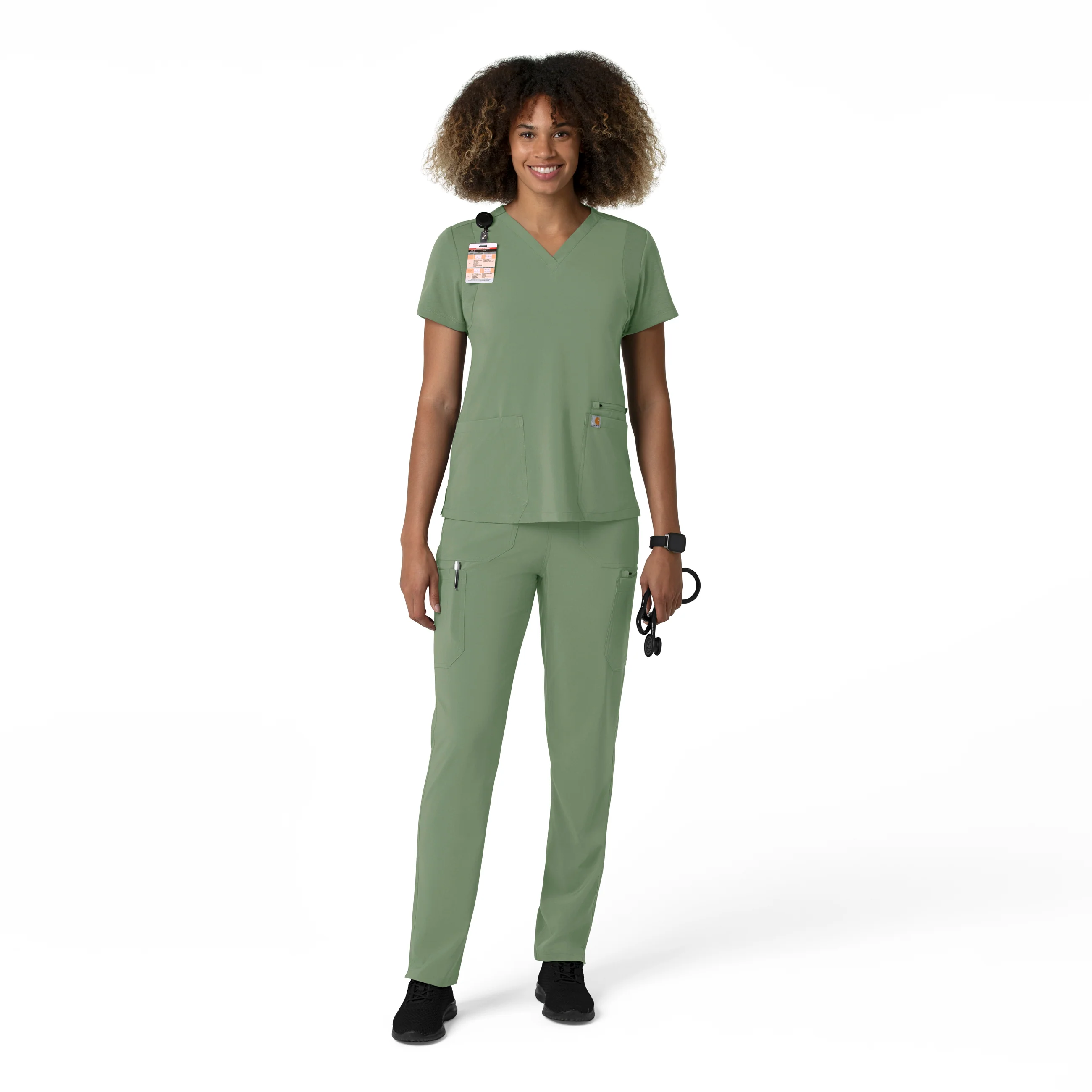 Carhartt Force Cross-Flex Women's Straight Leg Cargo Scrub Pant - Green Slate - Image 3