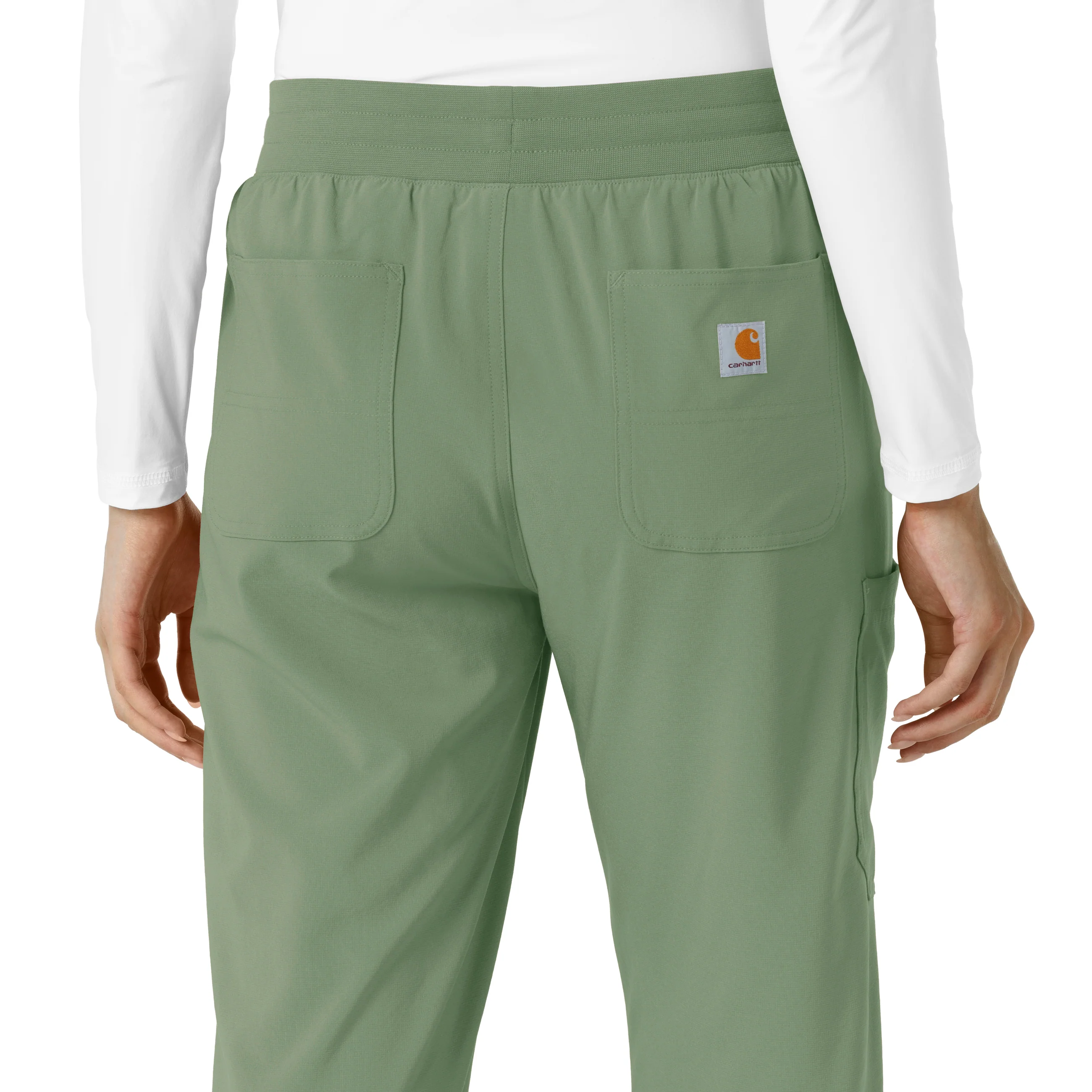Carhartt Force Cross-Flex Women's Boot Cut Scrub Pant - Green Slate - Image 6