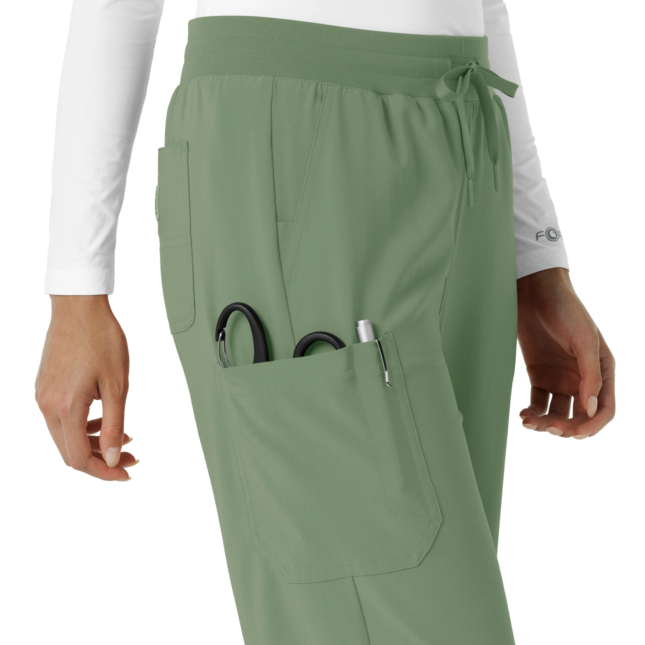 Carhartt Force Cross-Flex Women's Boot Cut Scrub Pant - Green Slate - Image 8