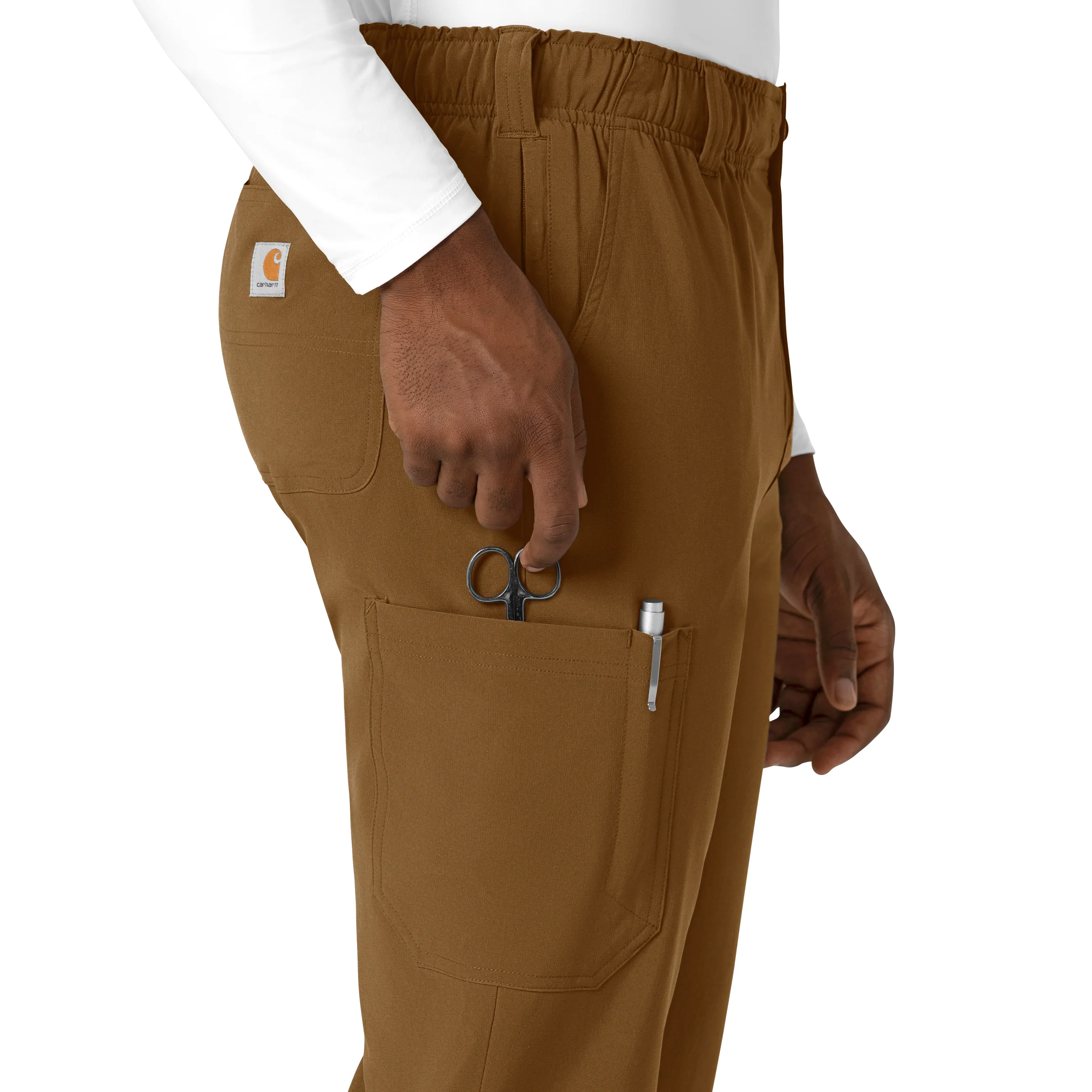 Carhartt Cross-Flex Men's Straight Leg Scrub Pant - Carhartt Brown - Image 6
