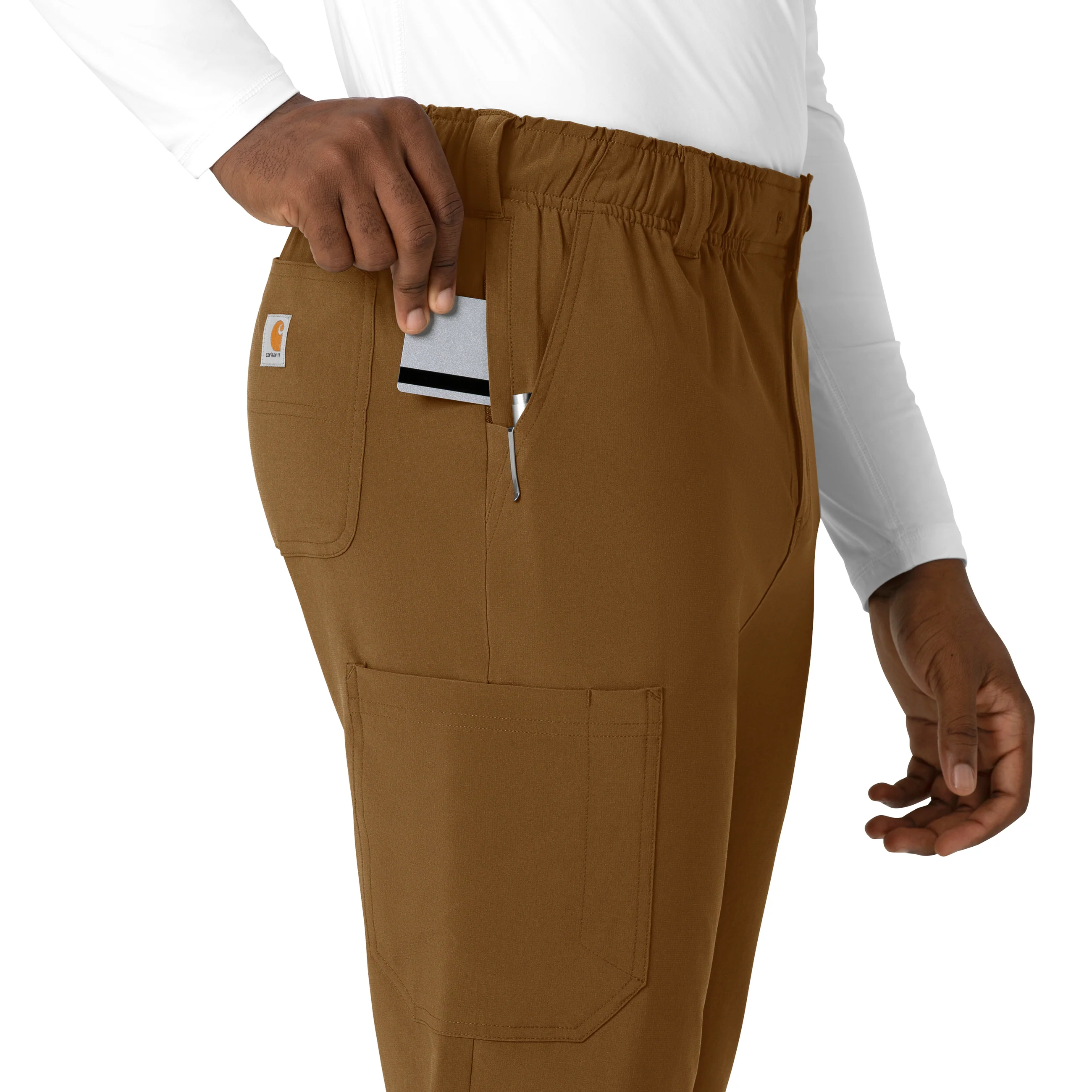 Carhartt Cross-Flex Men's Straight Leg Scrub Pant - Carhartt Brown - Image 8