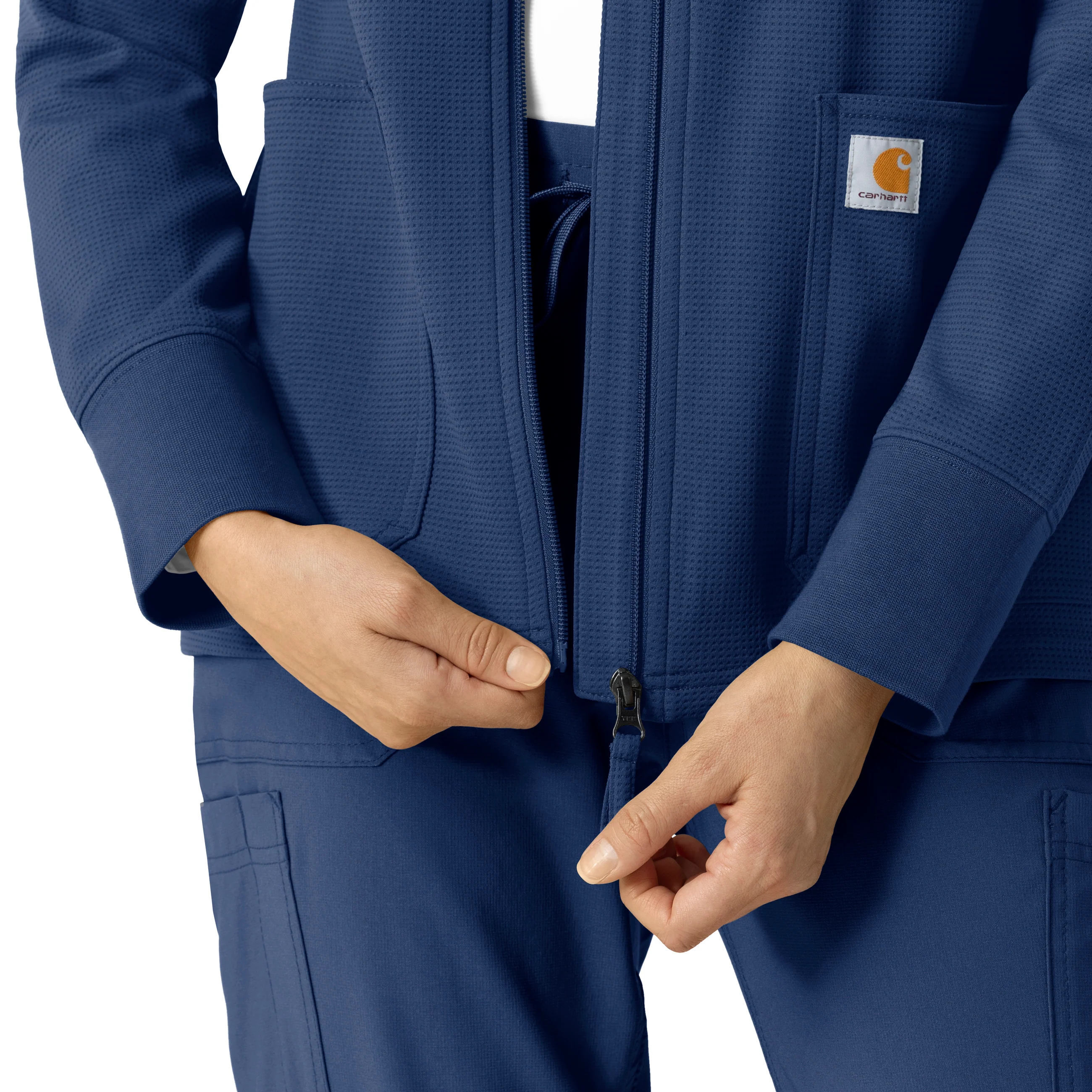Carhartt Women's Full Zip Waffle Hoodie - Navy - Image 4
