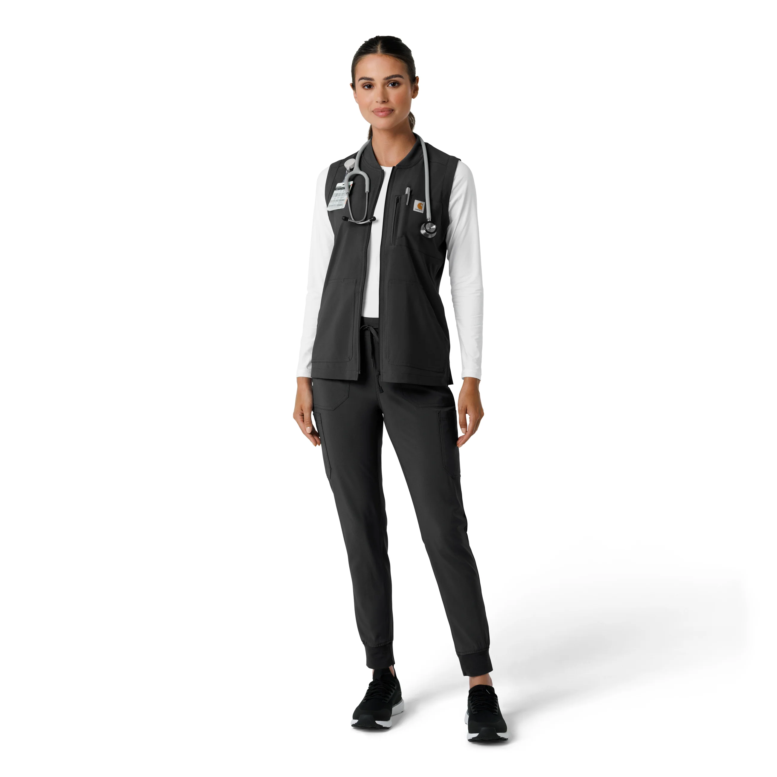 Carhartt Force Cross-Flex Women's Lightweight Scrub Vest - Black - Image 3