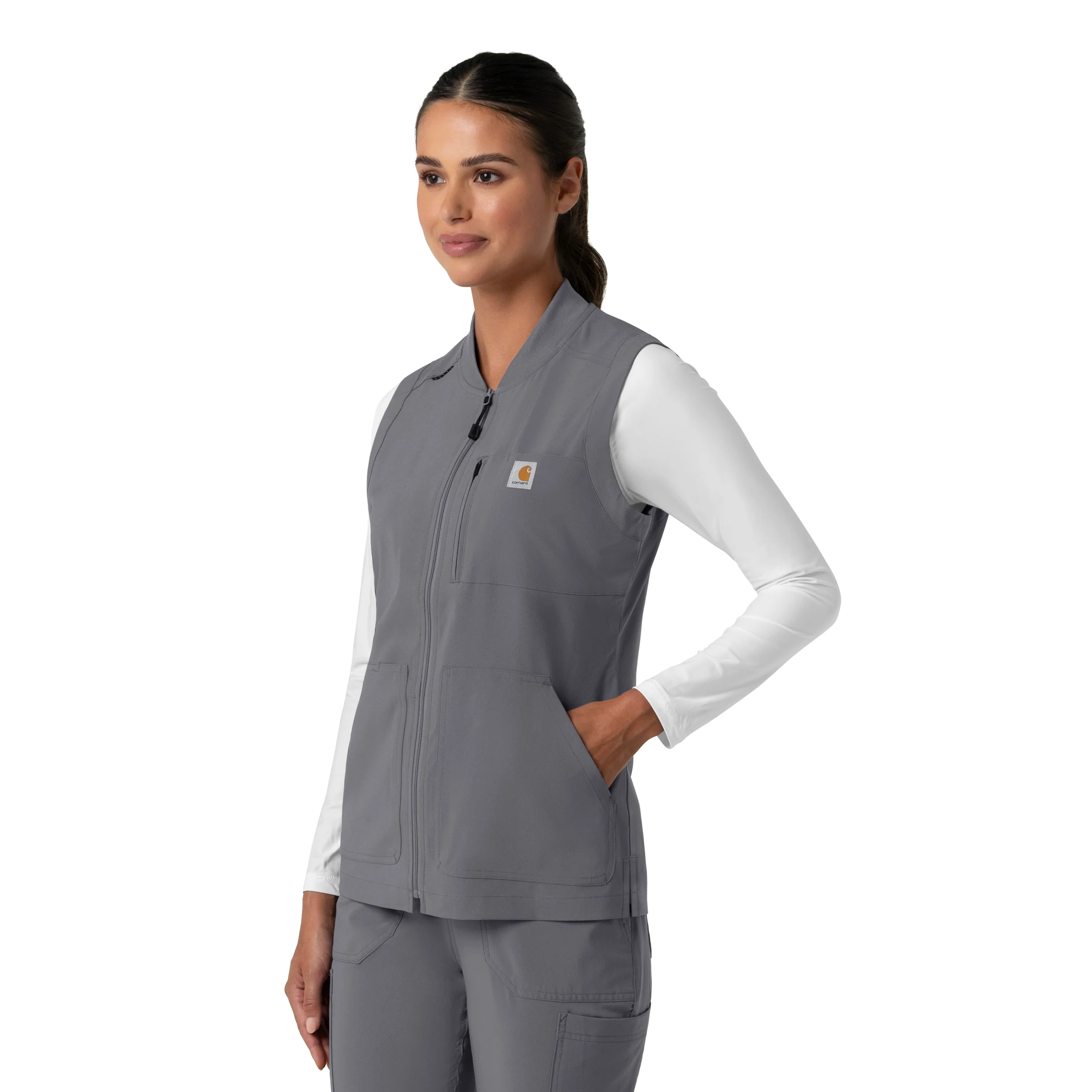 Carhartt Force Cross-Flex Women's Lightweight Scrub Vest - Pewter - Image 4