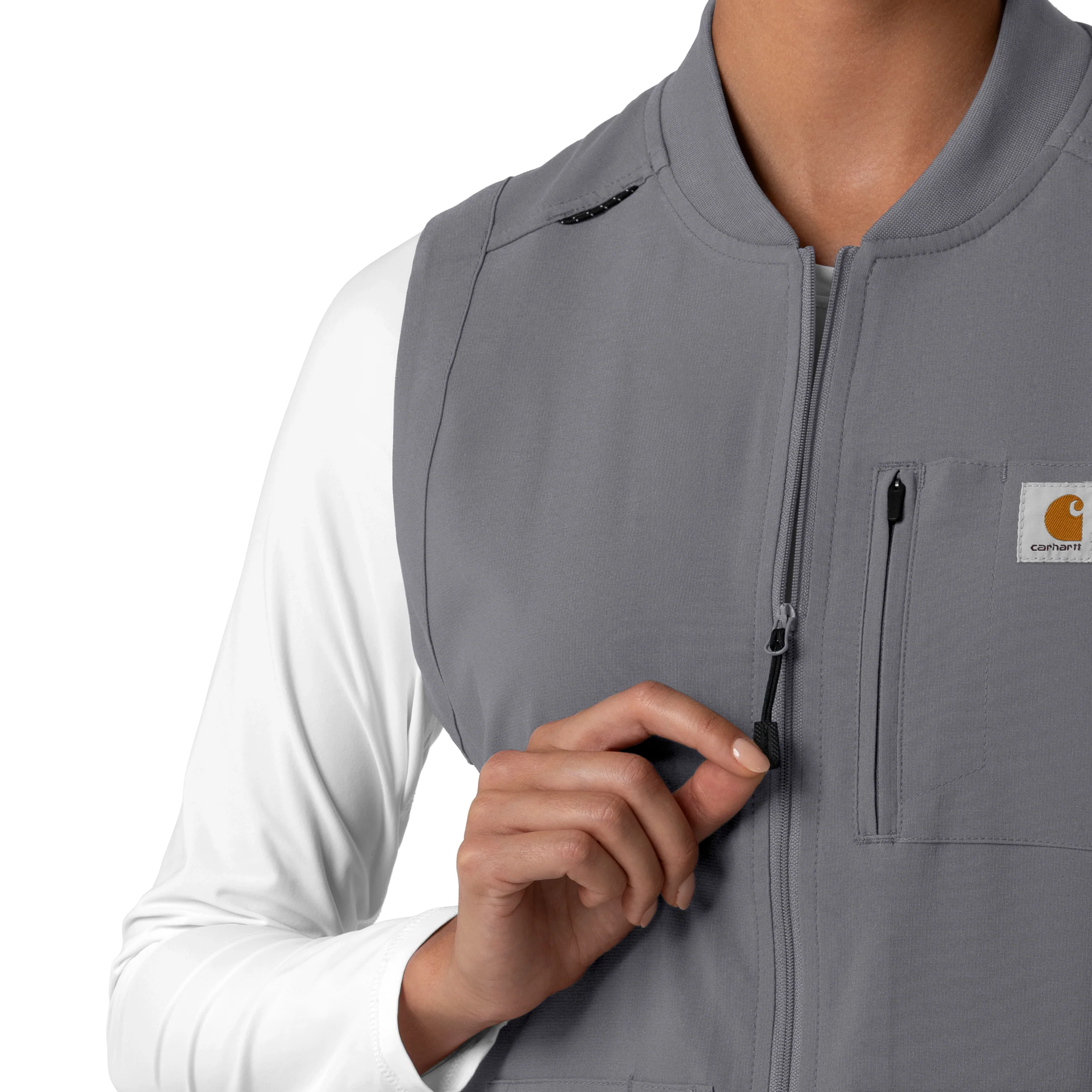 Carhartt Force Cross-Flex Women's Lightweight Scrub Vest - Pewter - Image 6
