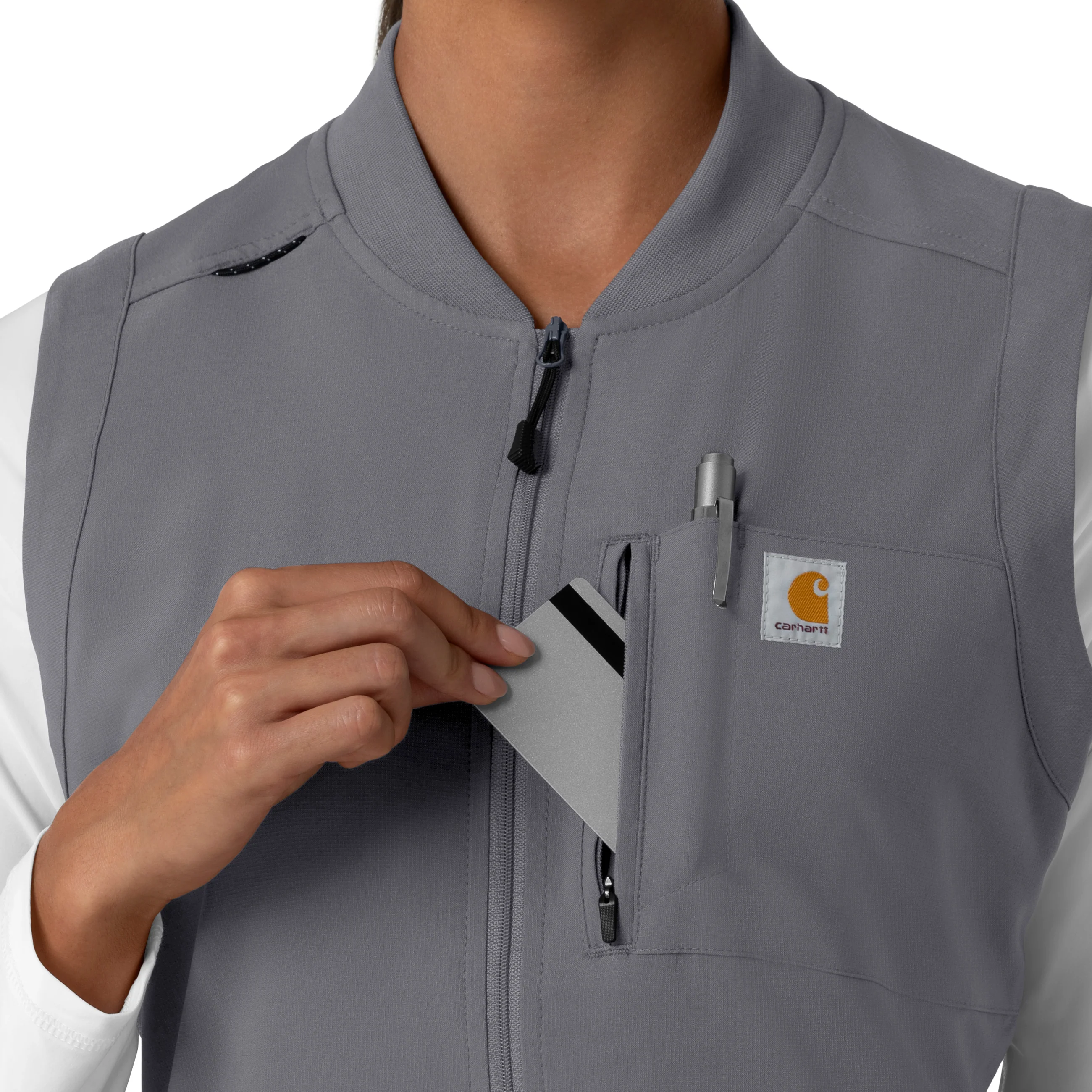 Carhartt Force Cross-Flex Women's Lightweight Scrub Vest - Pewter - Image 9
