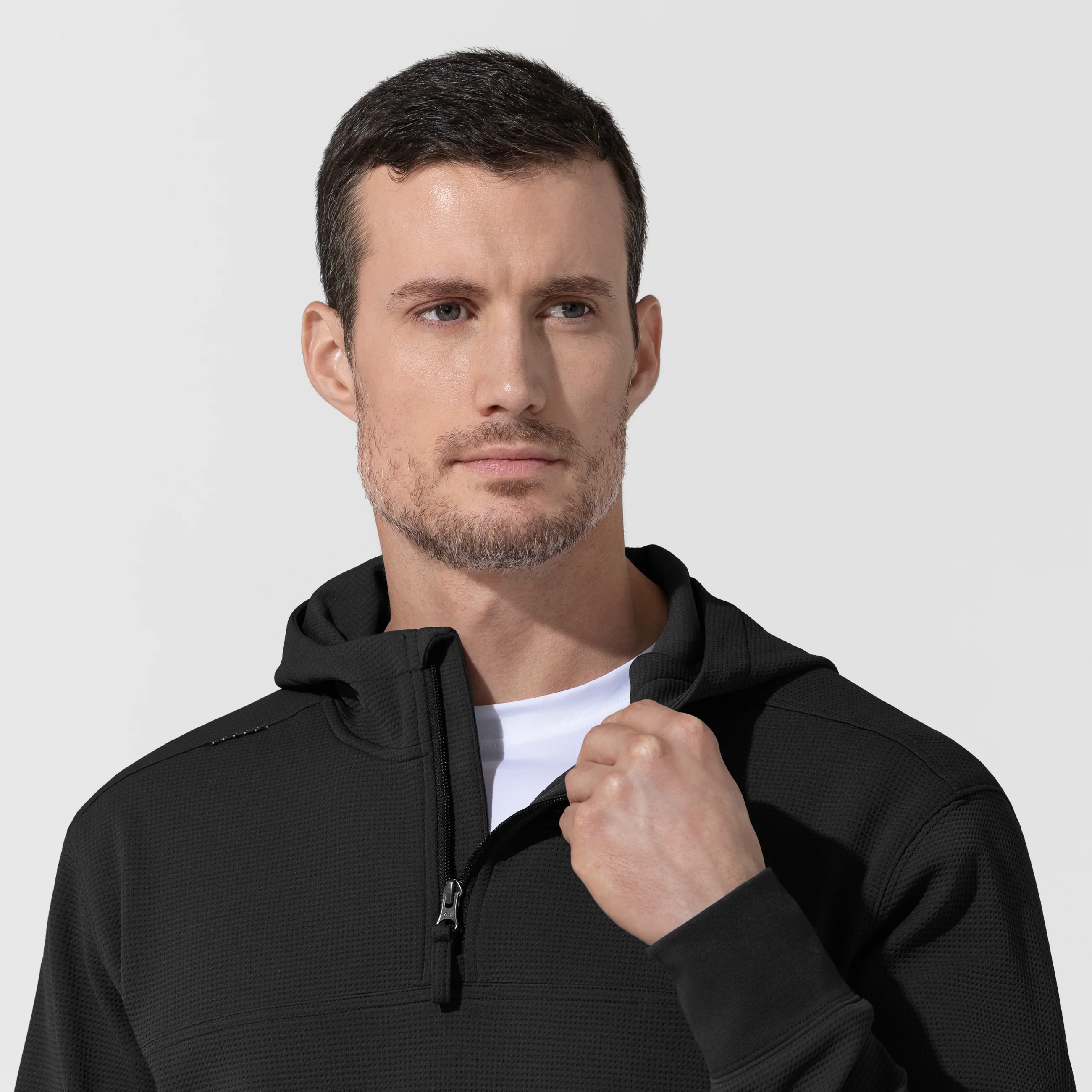 Carhartt Men's Quarter Zip Waffle Hoodie - Black - Image 10