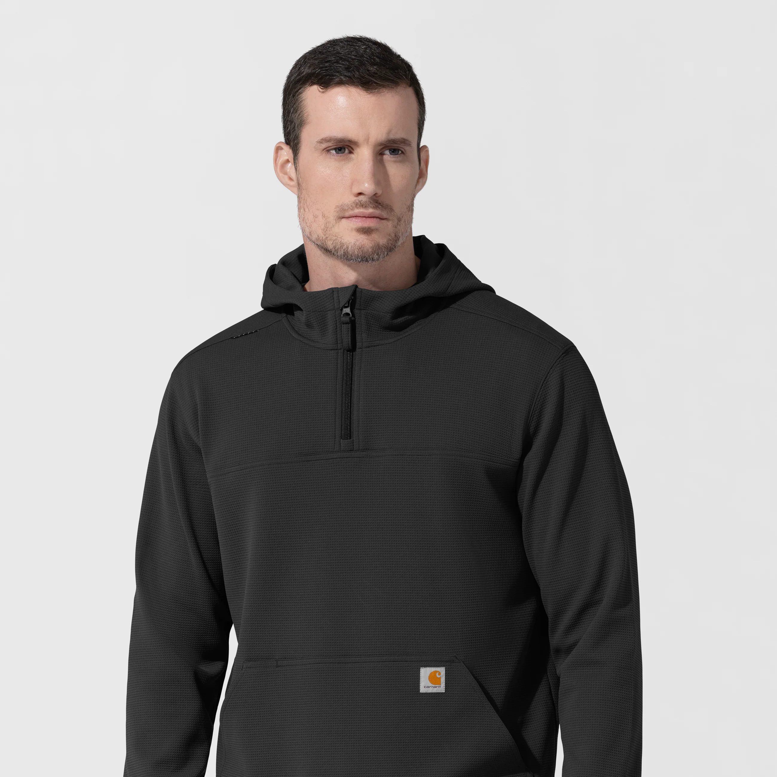 Carhartt Men's Quarter Zip Waffle Hoodie - Black - Image 11