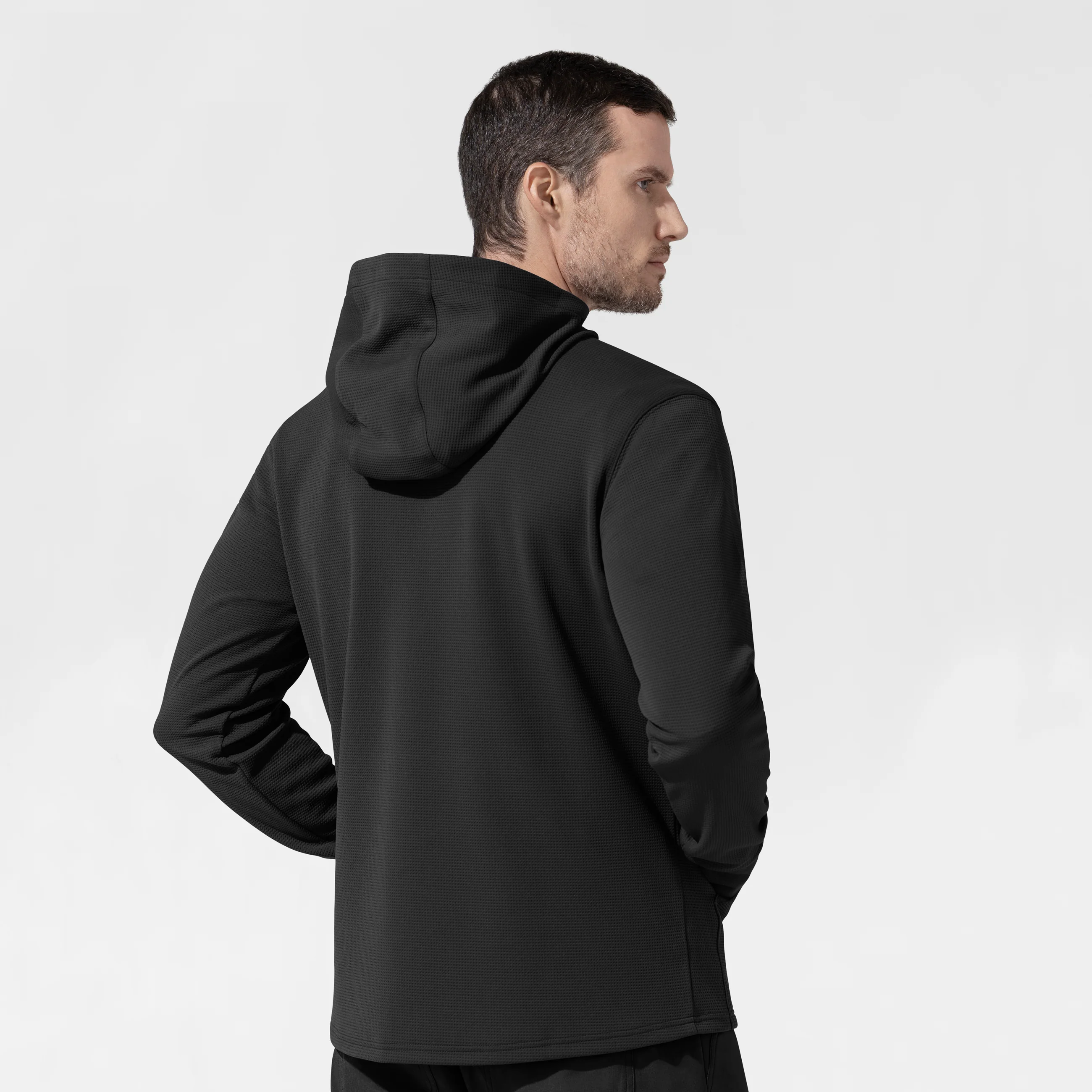 Carhartt Men's Quarter Zip Waffle Hoodie - Black - Image 5
