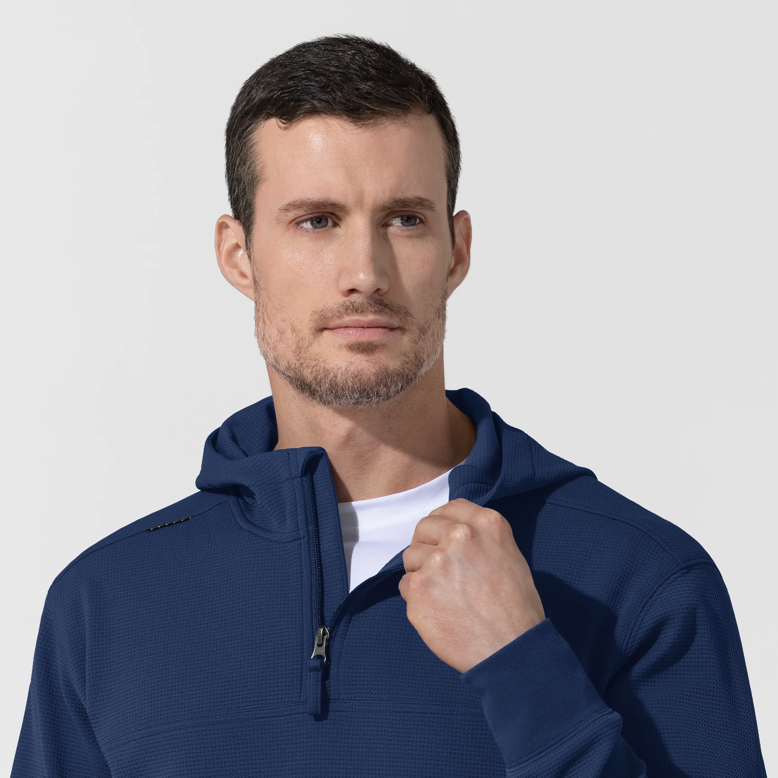 Carhartt Men's Quarter Zip Waffle Hoodie - Navy - Image 10