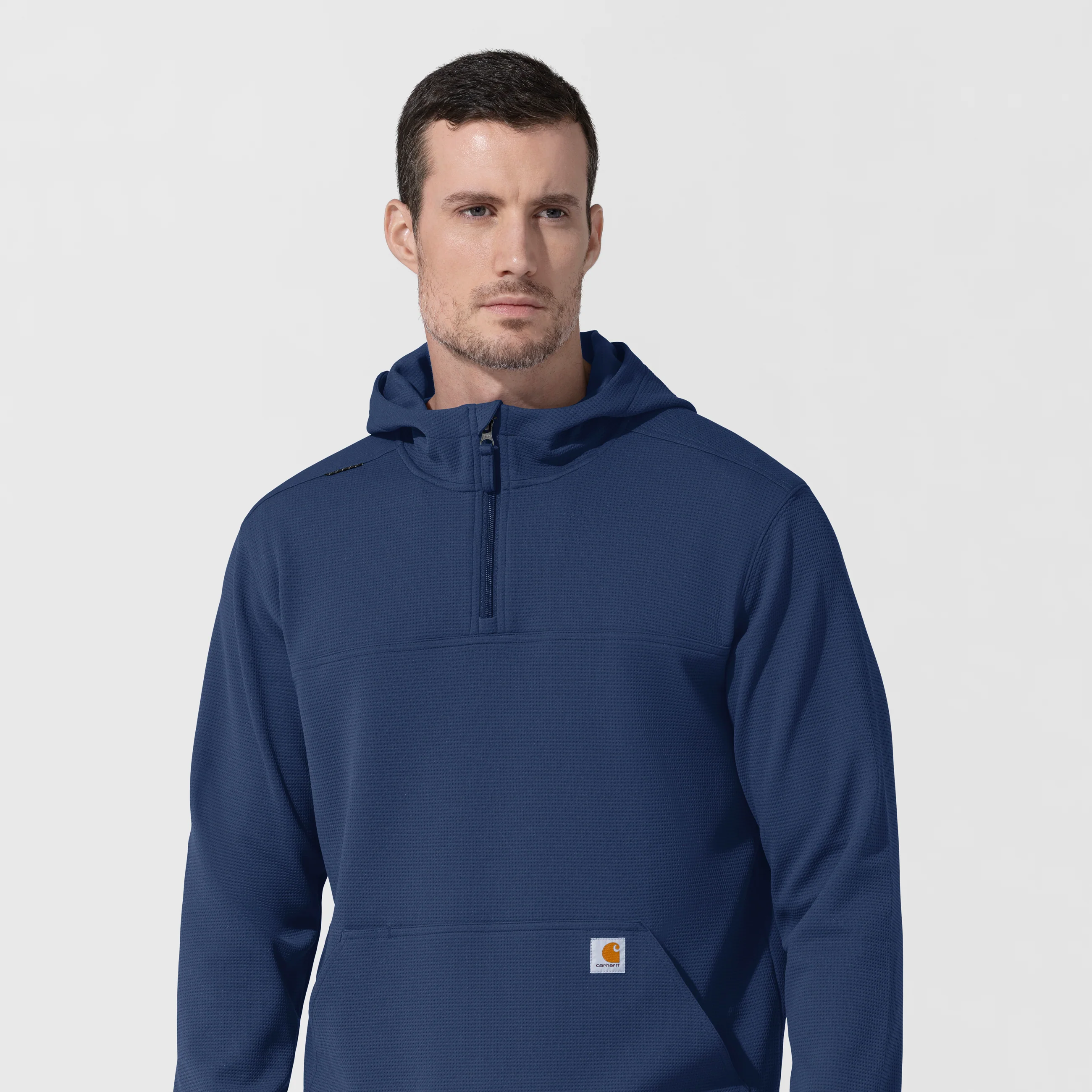 Carhartt Men's Quarter Zip Waffle Hoodie - Navy - Image 11