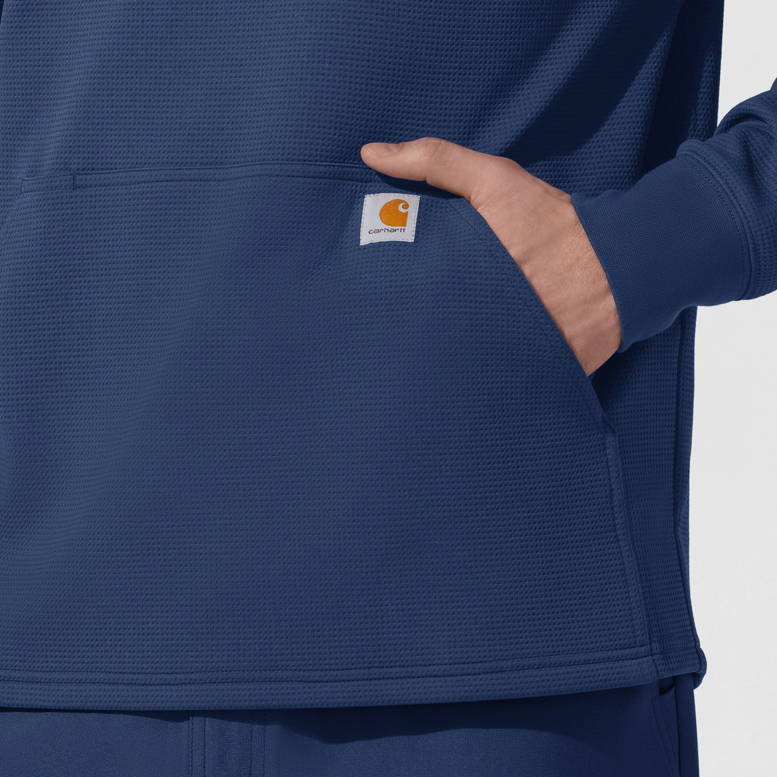 Carhartt Men's Quarter Zip Waffle Hoodie - Navy - Image 7