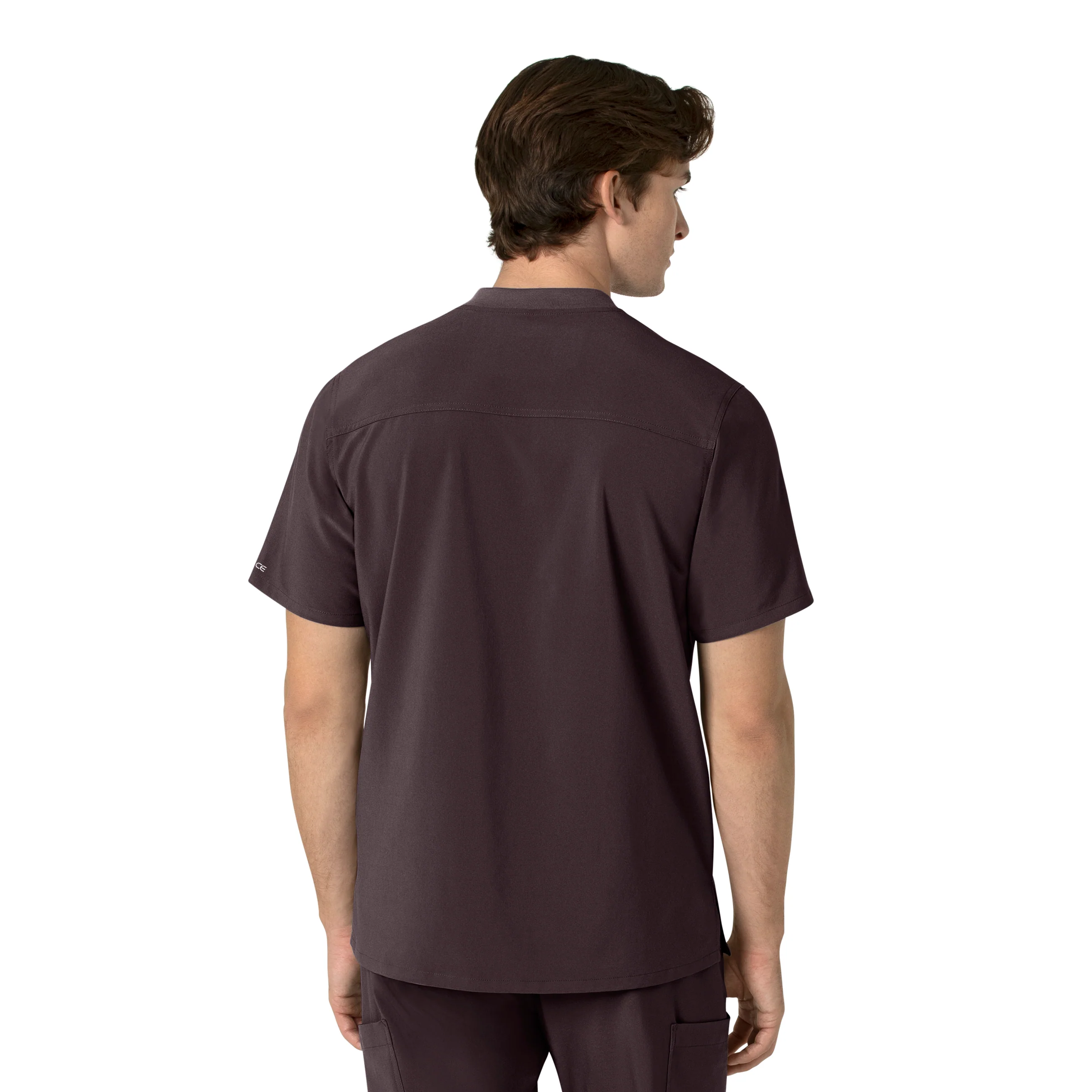 Carhartt Force Cross-Flex Men's Henley Scrub Top - Dark Sepia - Image 2