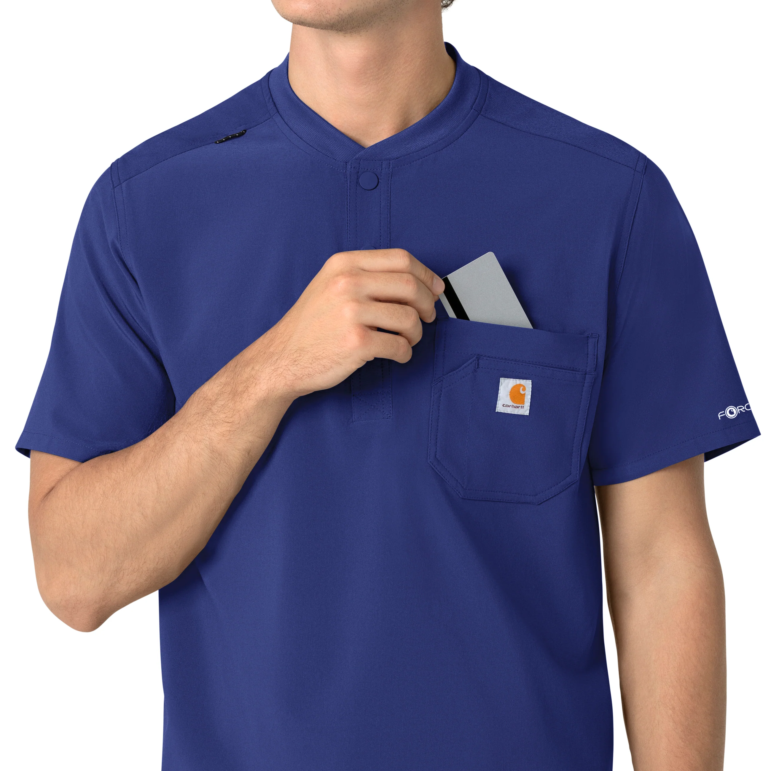 Carhartt Force Cross-Flex Men's Henley Scrub Top - Galaxy Blue - Image 6