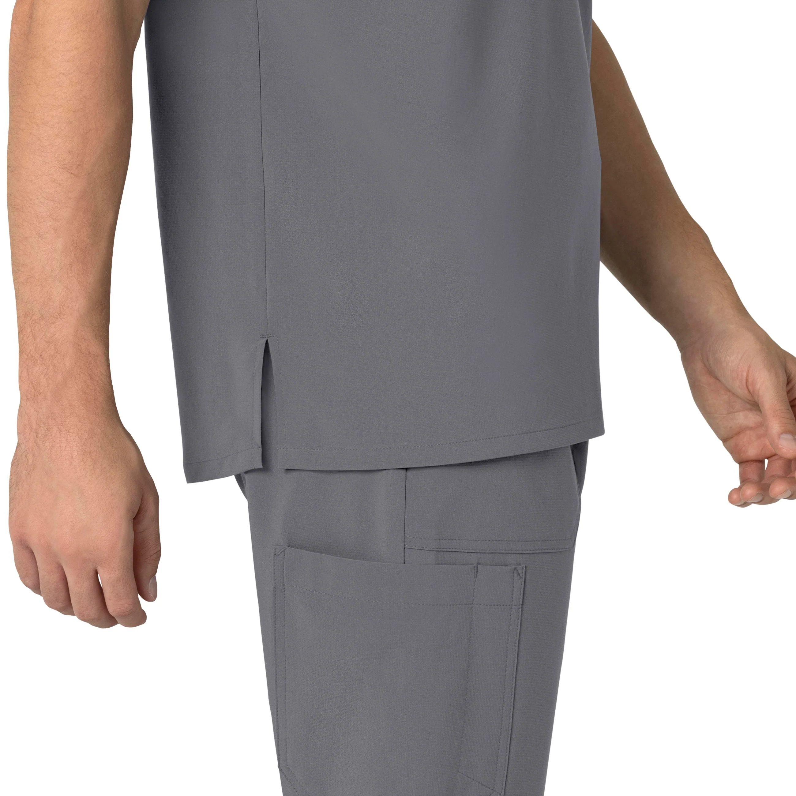 Carhartt Force Cross-Flex Men's Henley Scrub Top - Pewter - Image 5