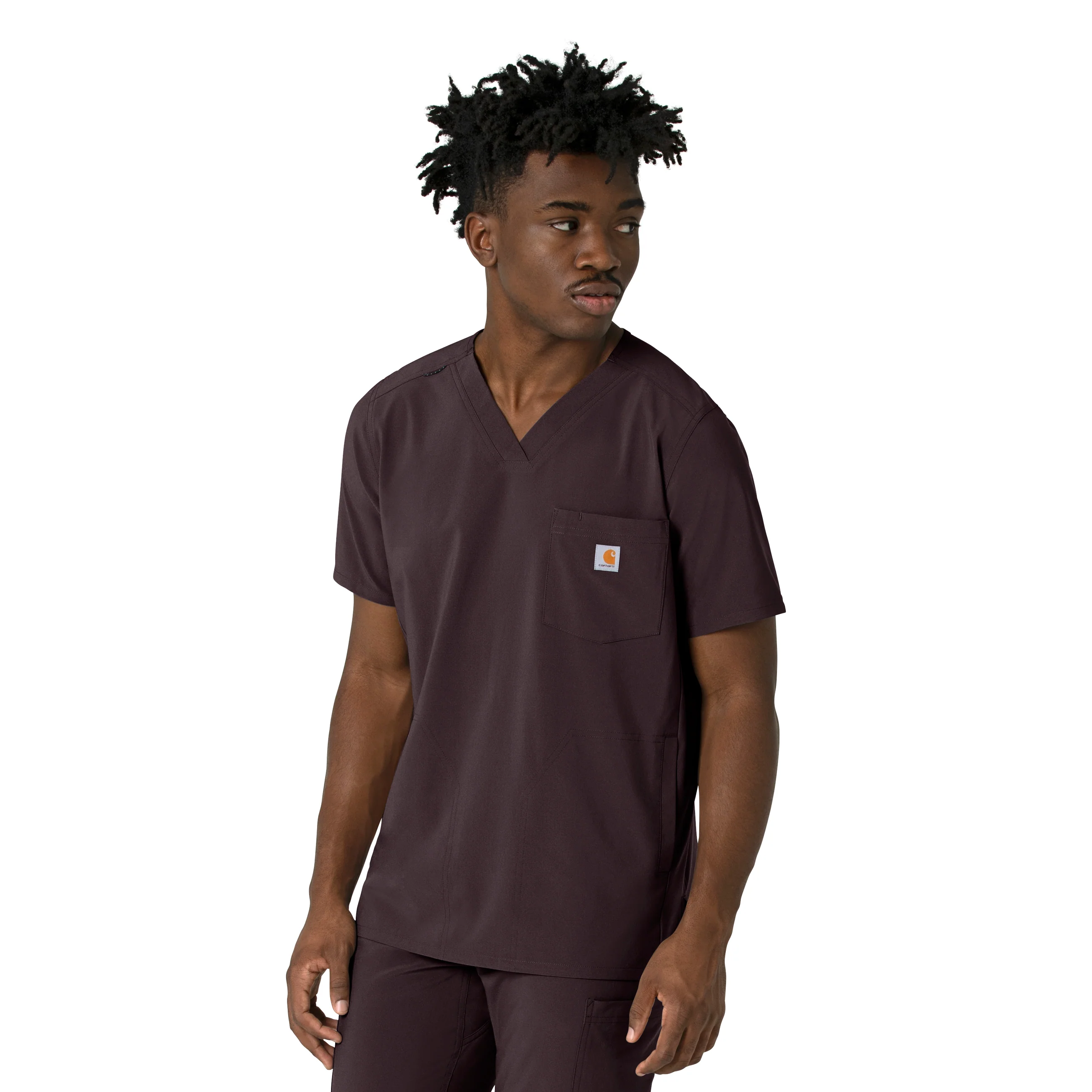 Carhartt Force Cross-Flex Men's V-Neck Scrub Top - Dark Sepia