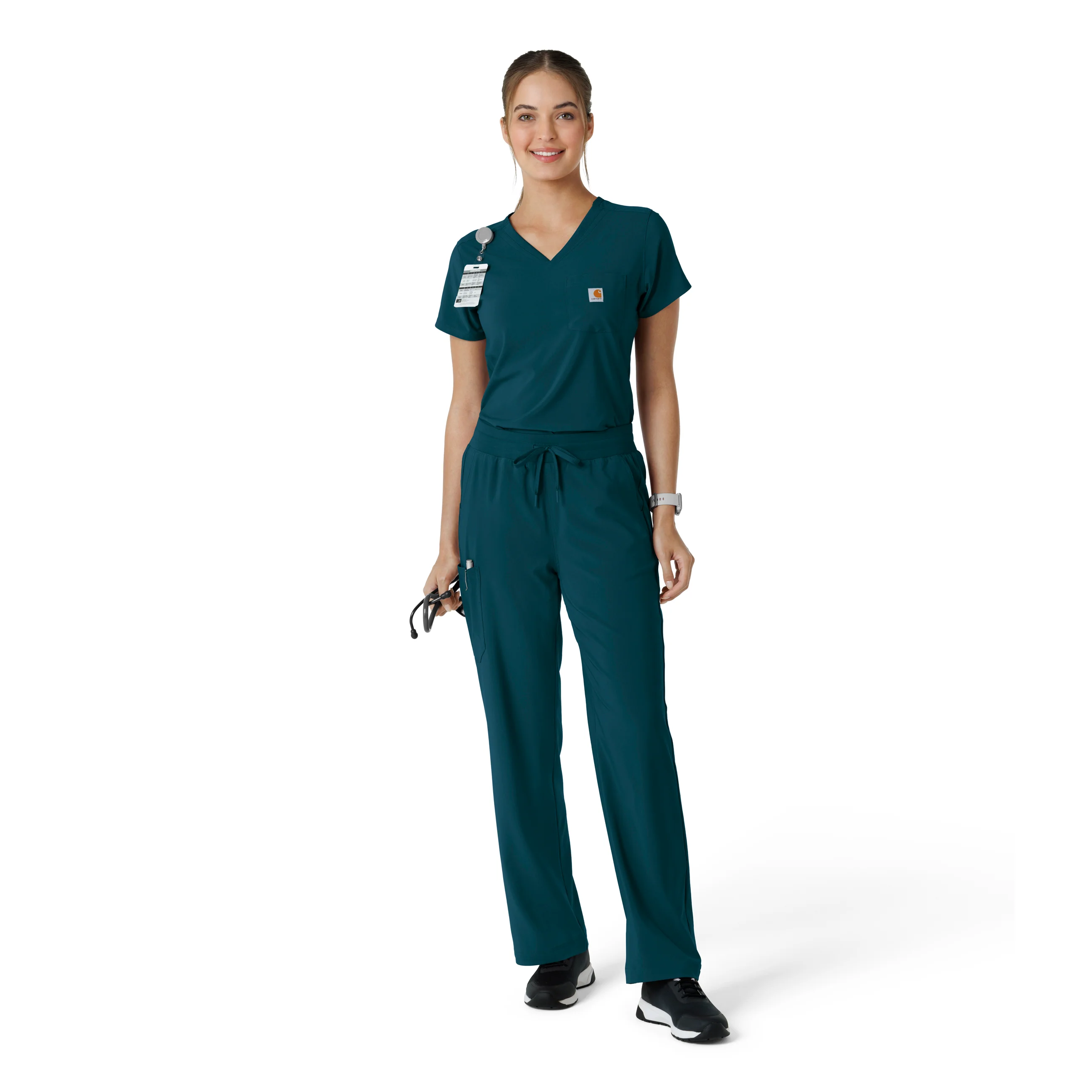 Carhartt Force Cross-Flex Women's Boot Cut Scrub Pant - Caribbean - Image 2