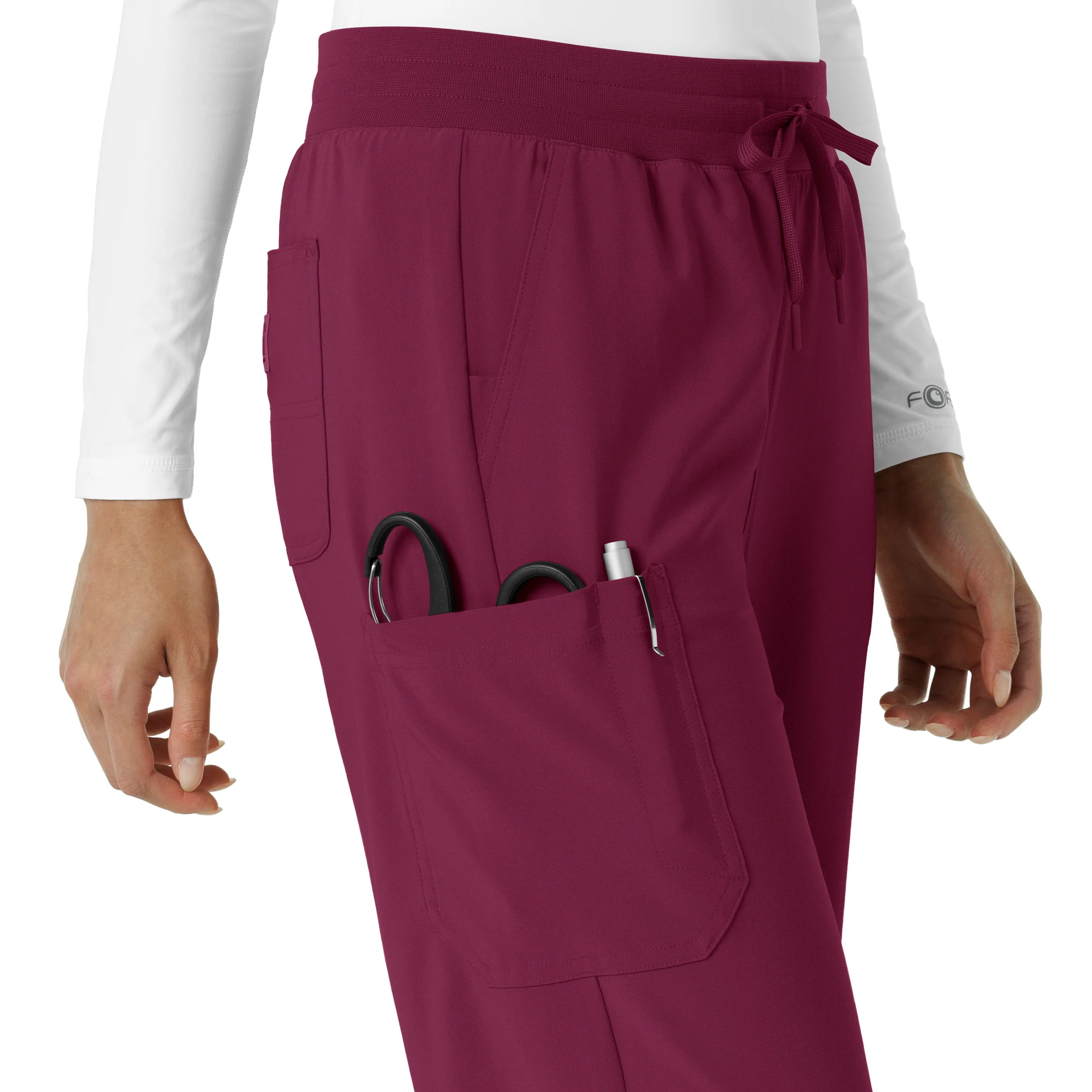 Carhartt Force Cross-Flex Women's Boot Cut Scrub Pant - Wine - Image 8