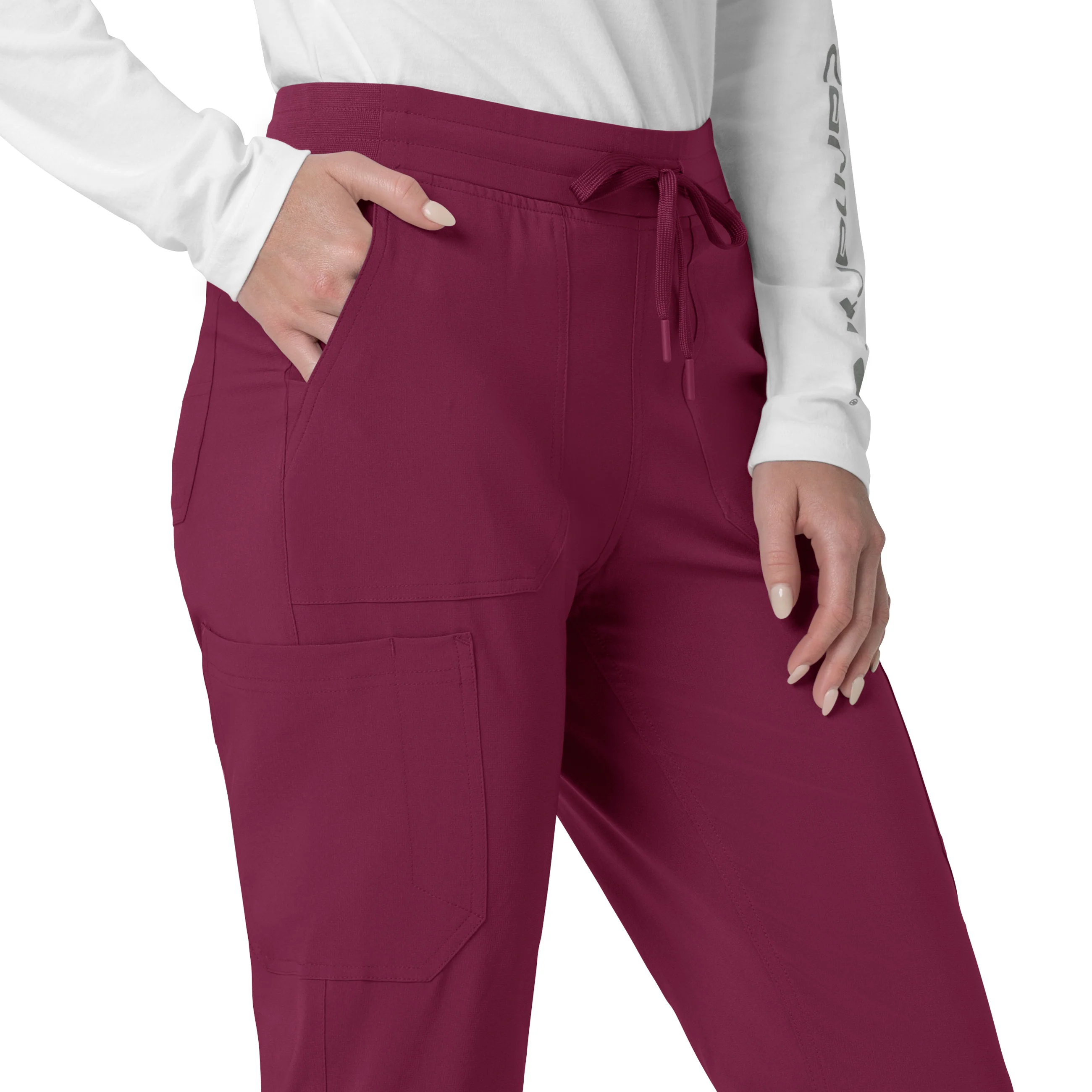Carhartt Force Cross-Flex Women's Cargo Jogger Scrub Pant - Wine - Image 7