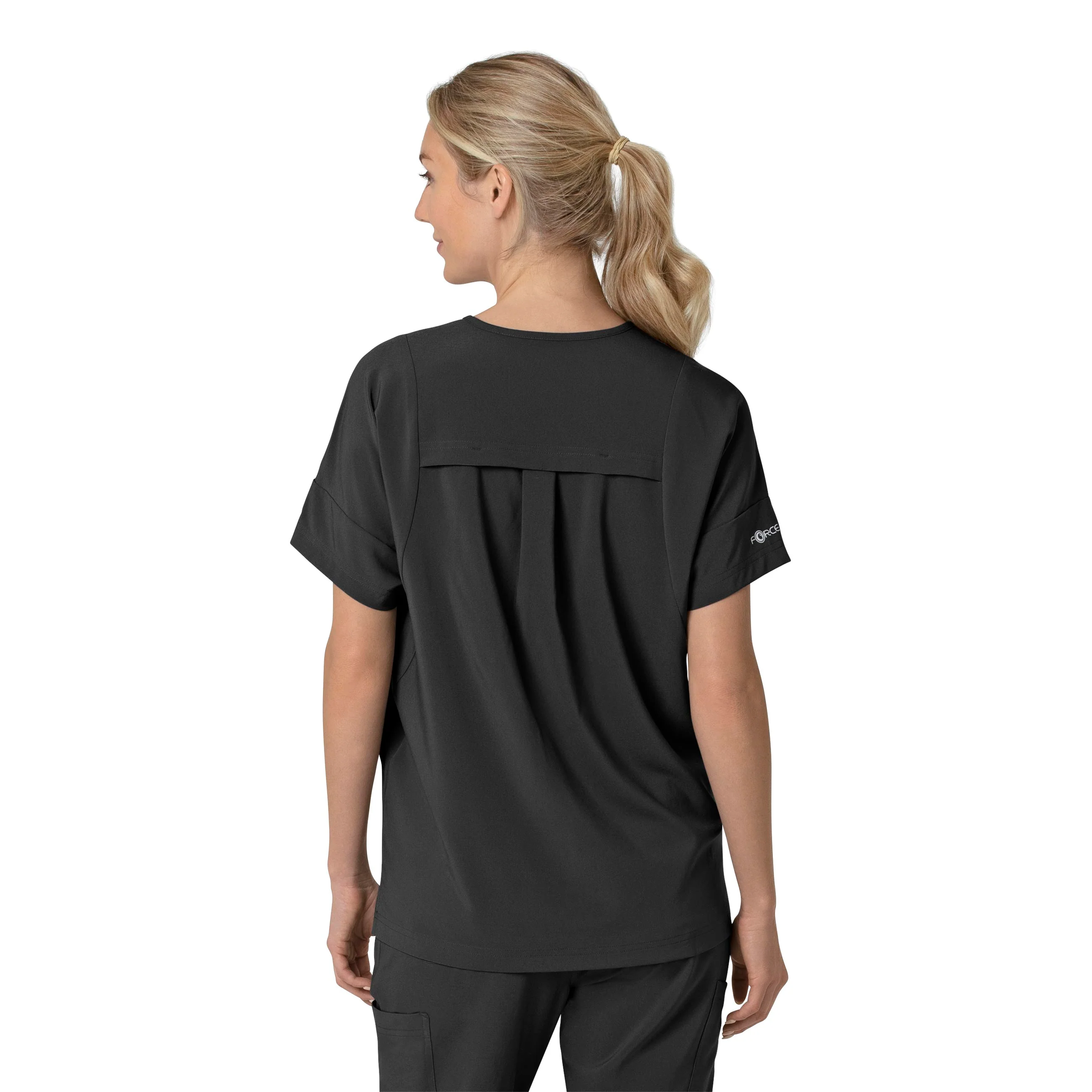 Carhartt Force Cross-Flex Women's Oversized V-Neck Scrub Top - Black - Image 2