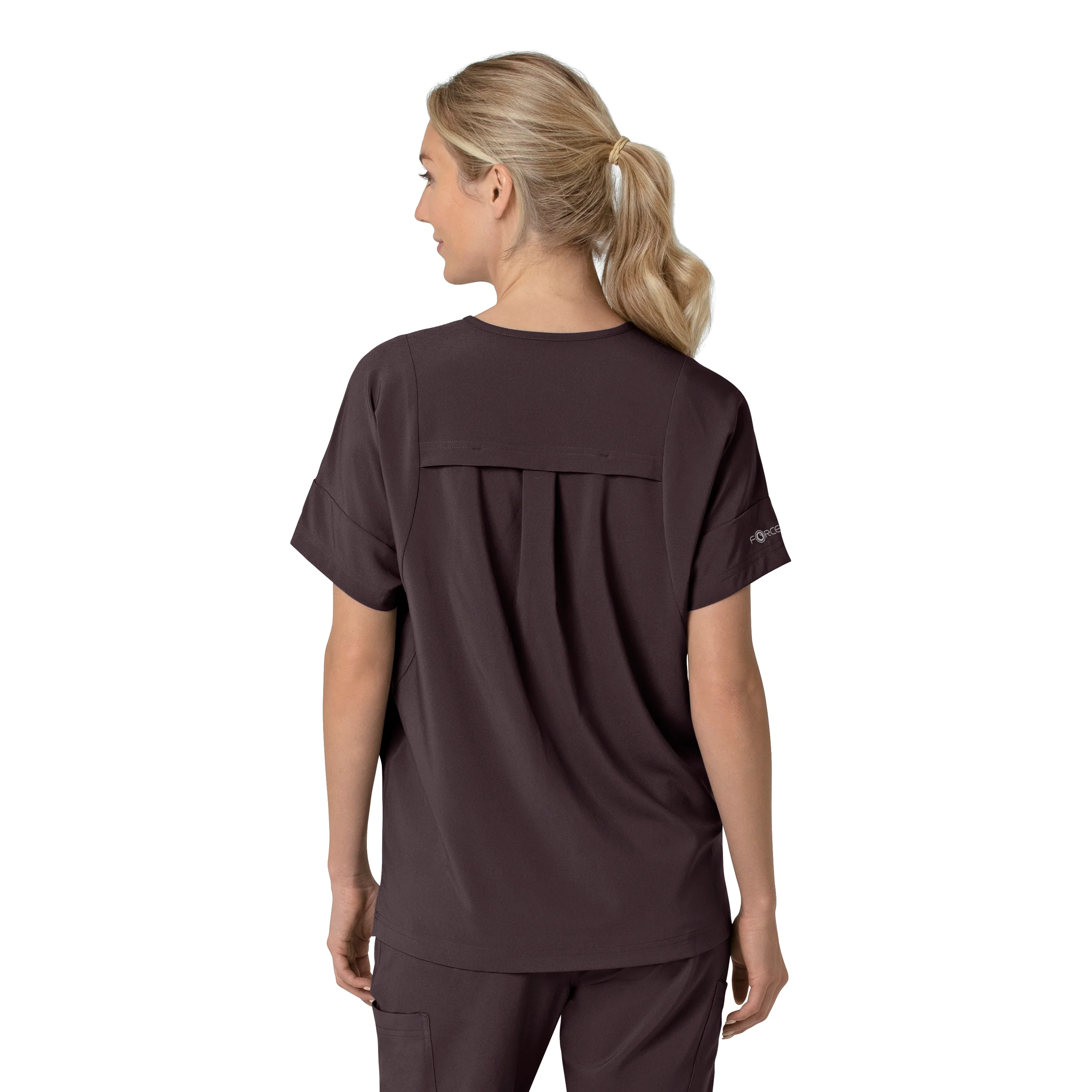 Carhartt Force Cross-Flex Women's Oversized V-Neck Scrub Top - Dark Sepia - Image 2