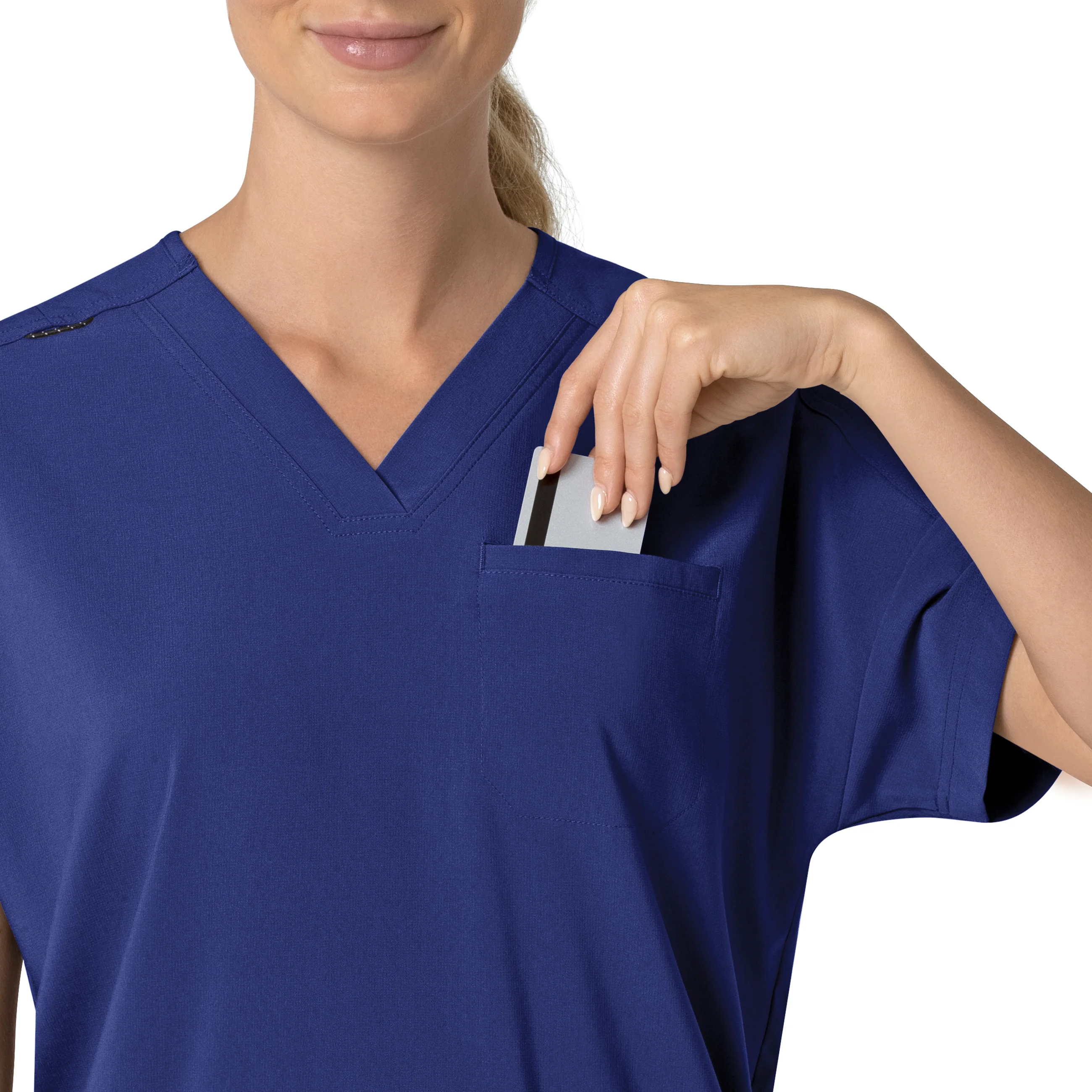 Carhartt Force Cross-Flex Women's Oversized V-Neck Scrub Top - Galaxy Blue - Image 8