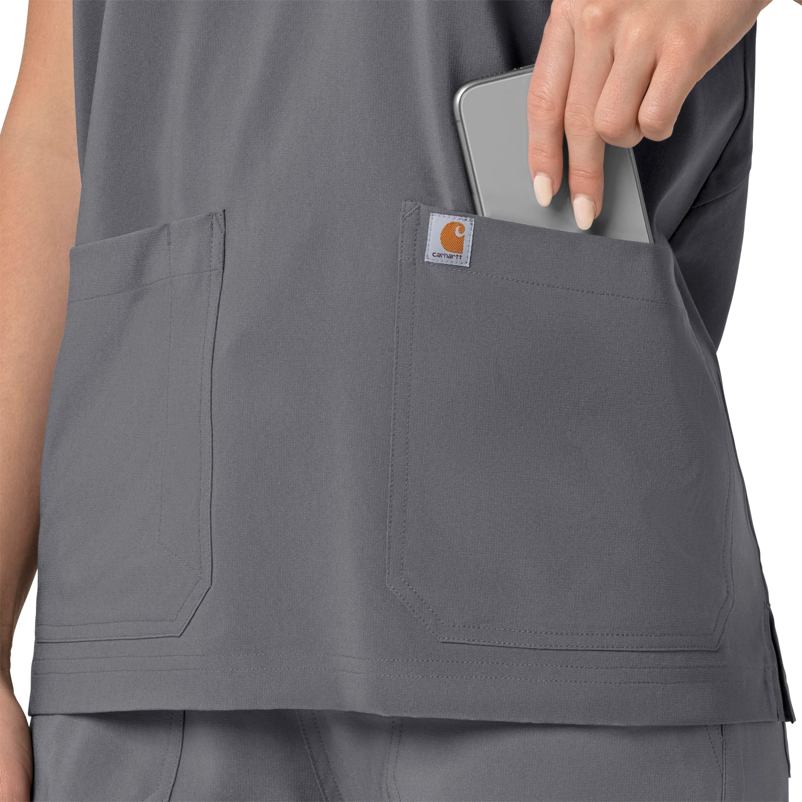 Carhartt Force Cross-Flex Women's Oversized V-Neck Scrub Top - Pewter - Image 10