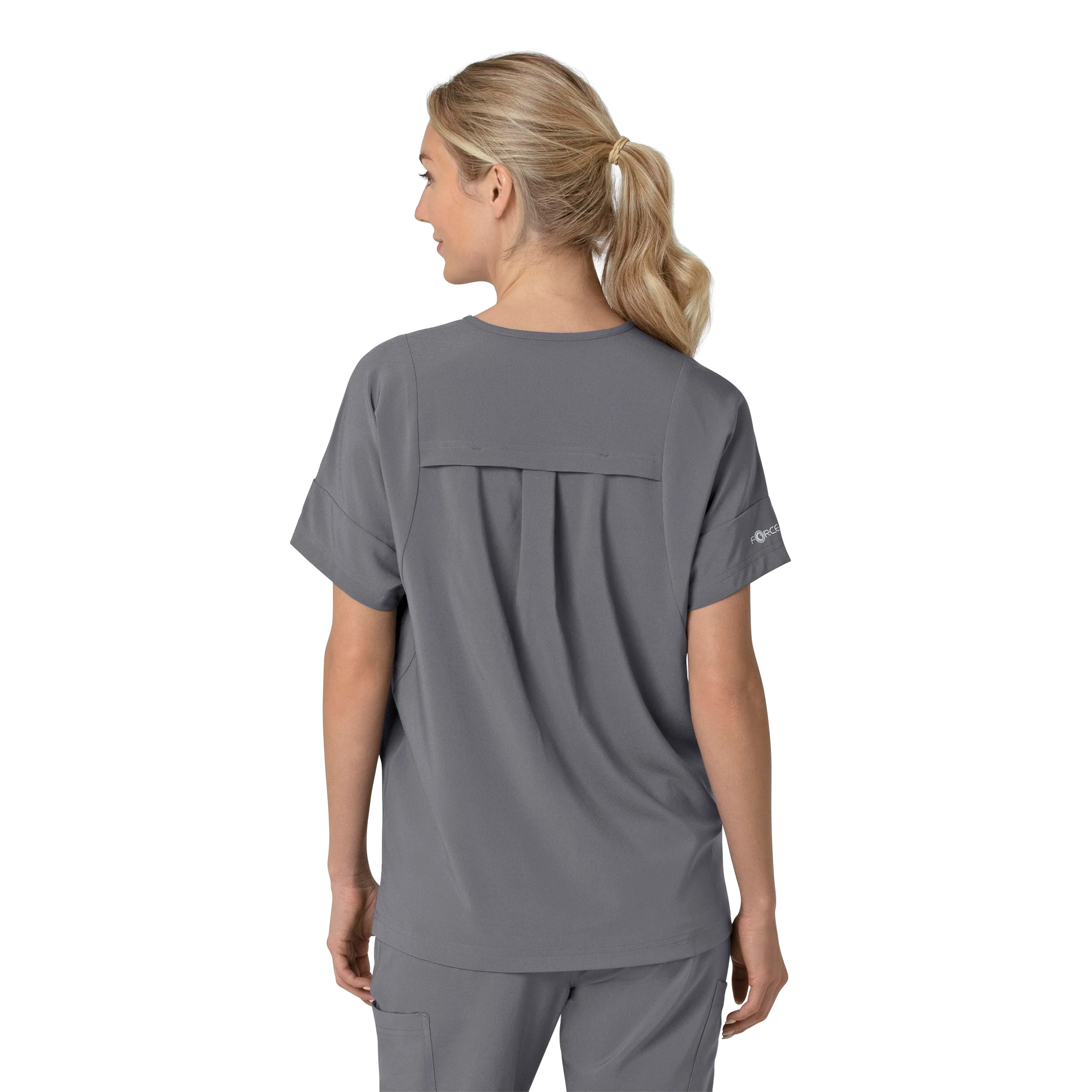 Carhartt Force Cross-Flex Women's Oversized V-Neck Scrub Top - Pewter - Image 2