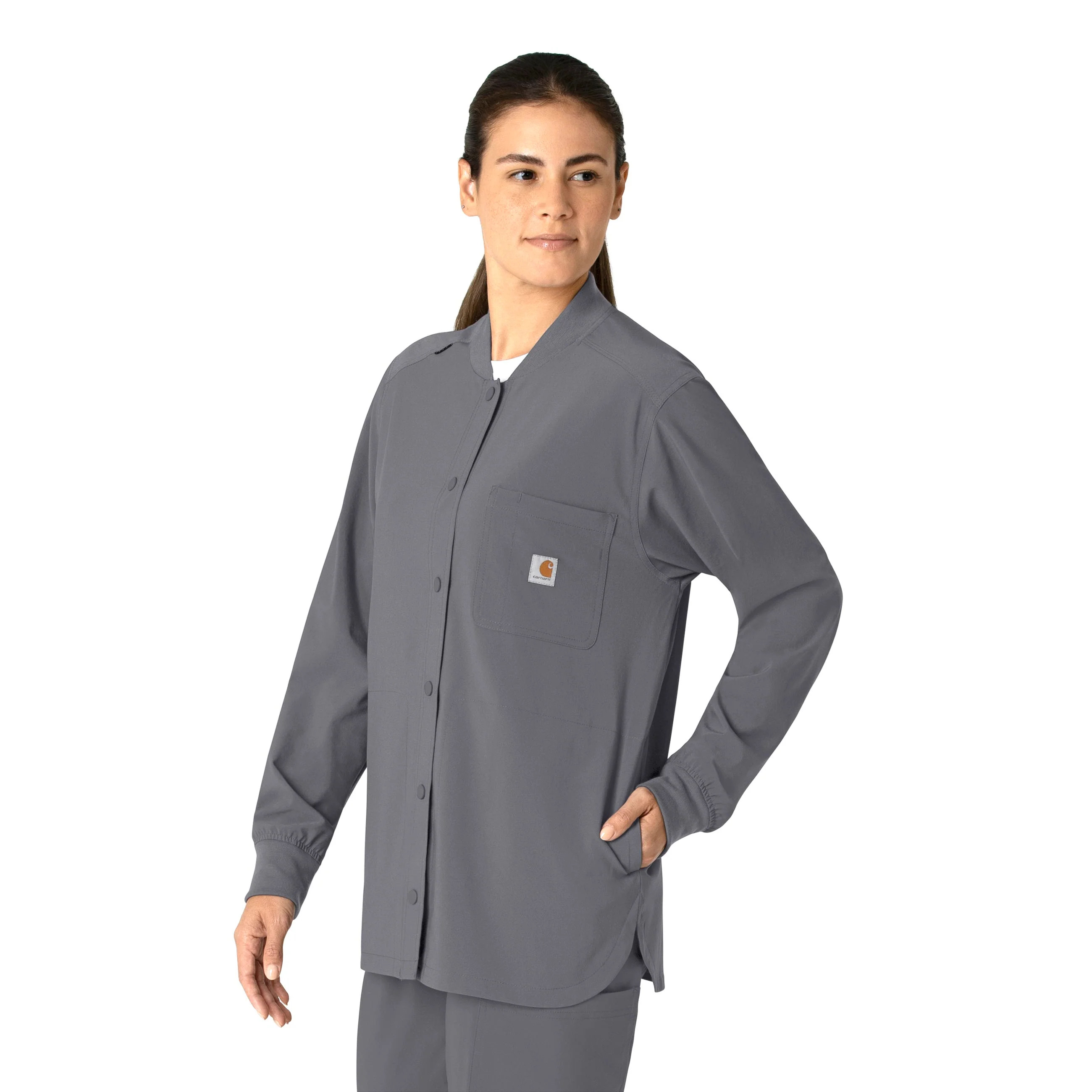 Carhartt Force Cross-Flex Women's Shirt Jacket - Pewter - Image 4