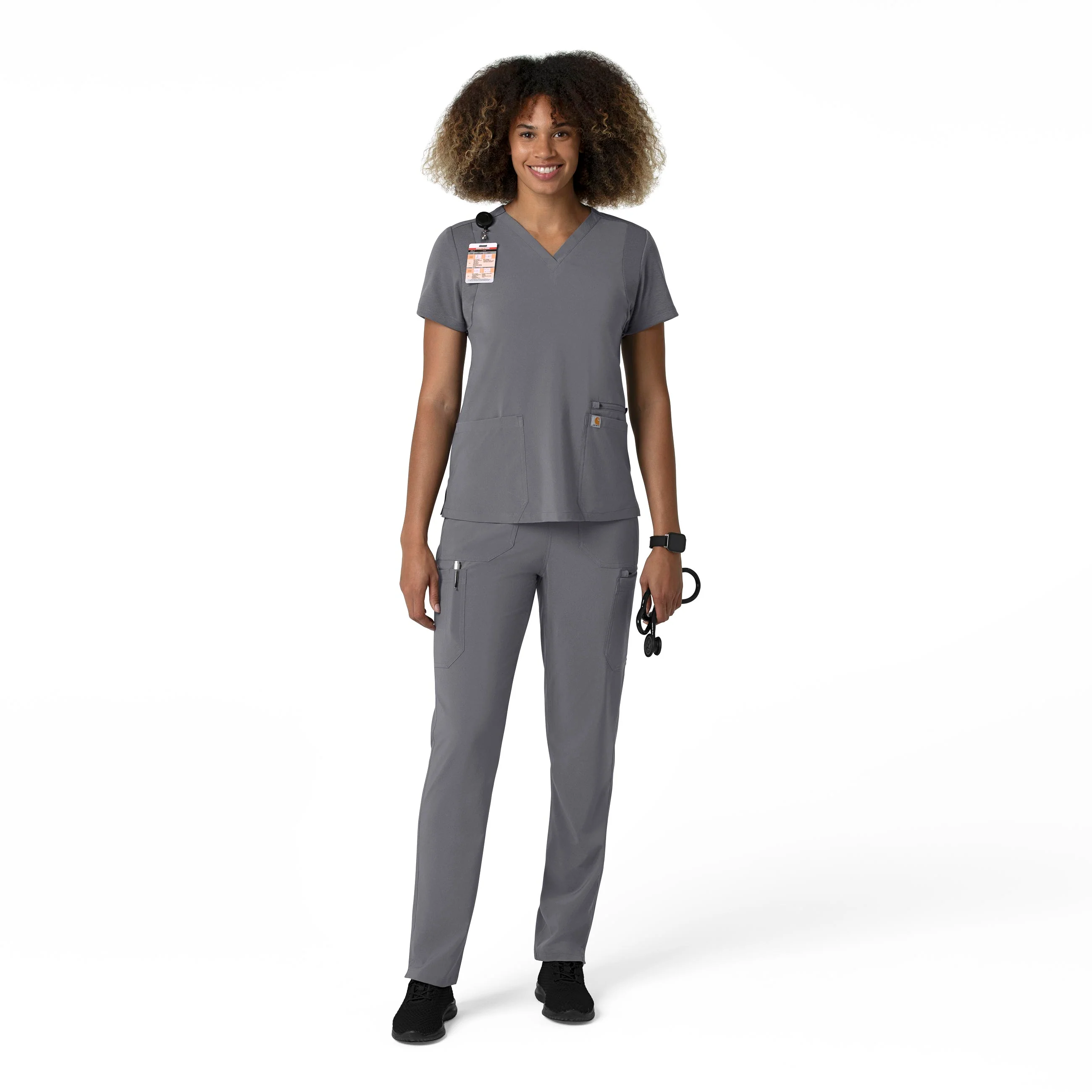 Carhartt Force Cross-Flex Women's Straight Leg Cargo Scrub Pant - Pewter - Image 3