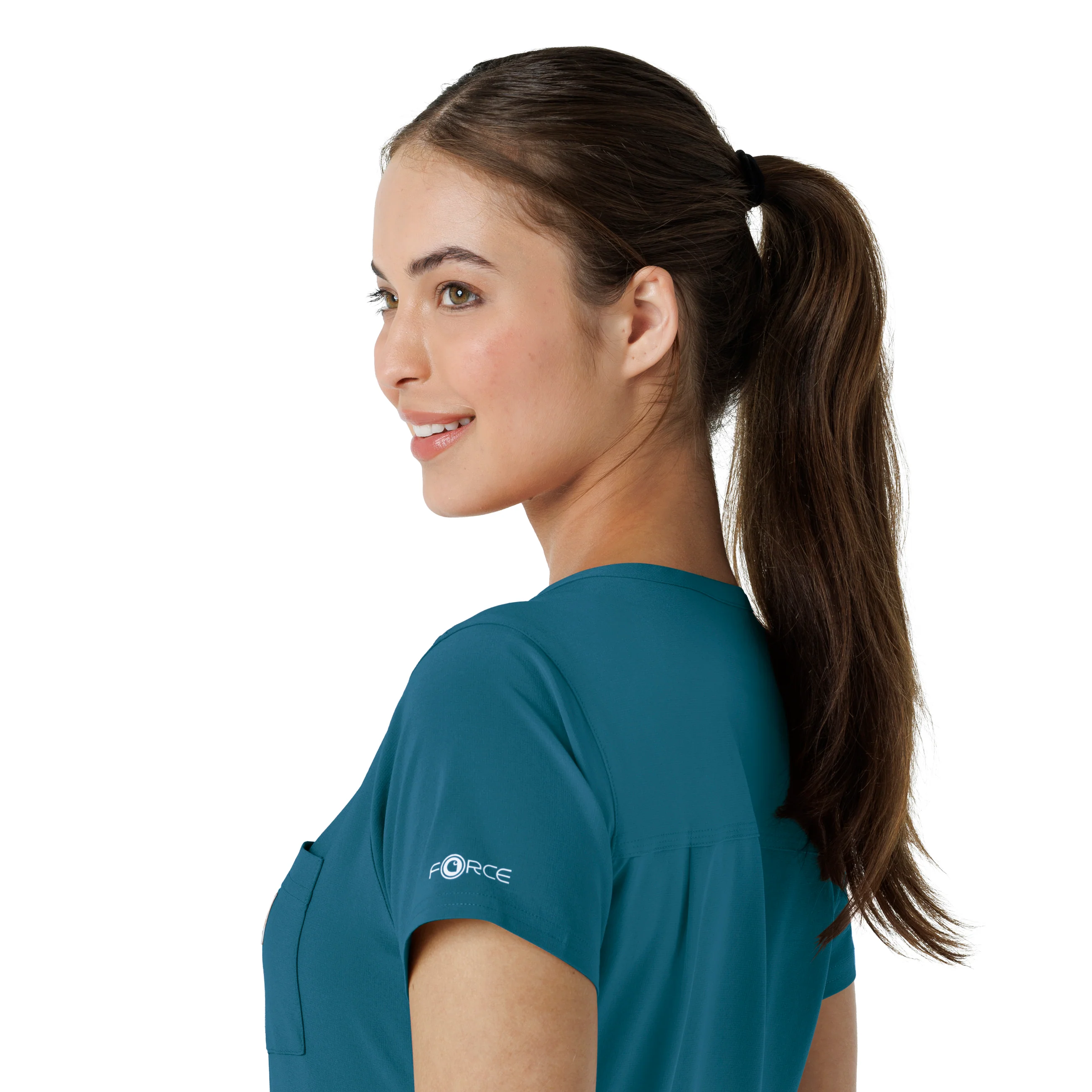 Carhartt Force Cross-Flex Women's Tuck-In Scrub Top - Caribbean - Image 9