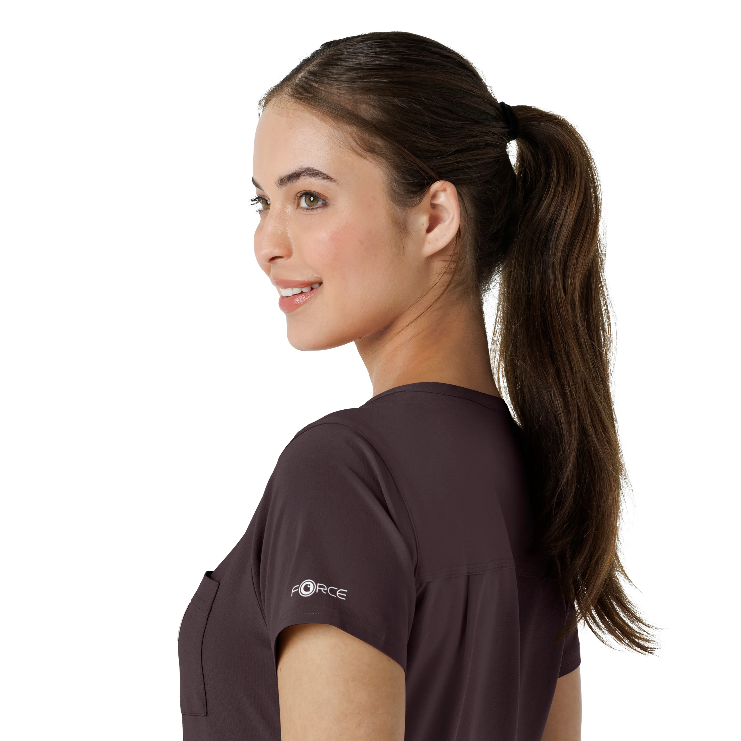 Carhartt Force Cross-Flex Women's Tuck-In Scrub Top - Dark Sepia - Image 9