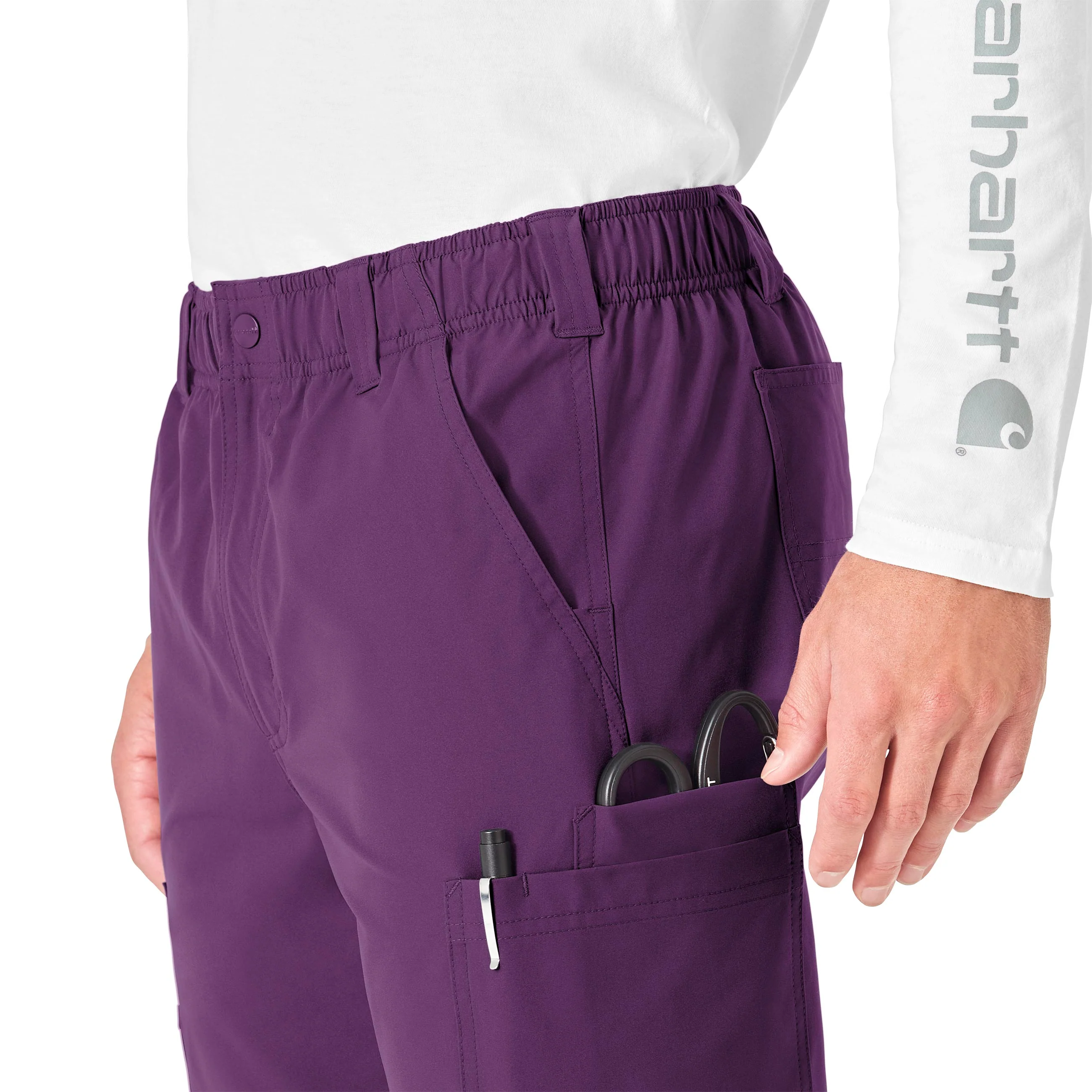 Carhartt Force Essentials Men's Straight Leg Cargo Scrub Pant - Eggplant - Image 6