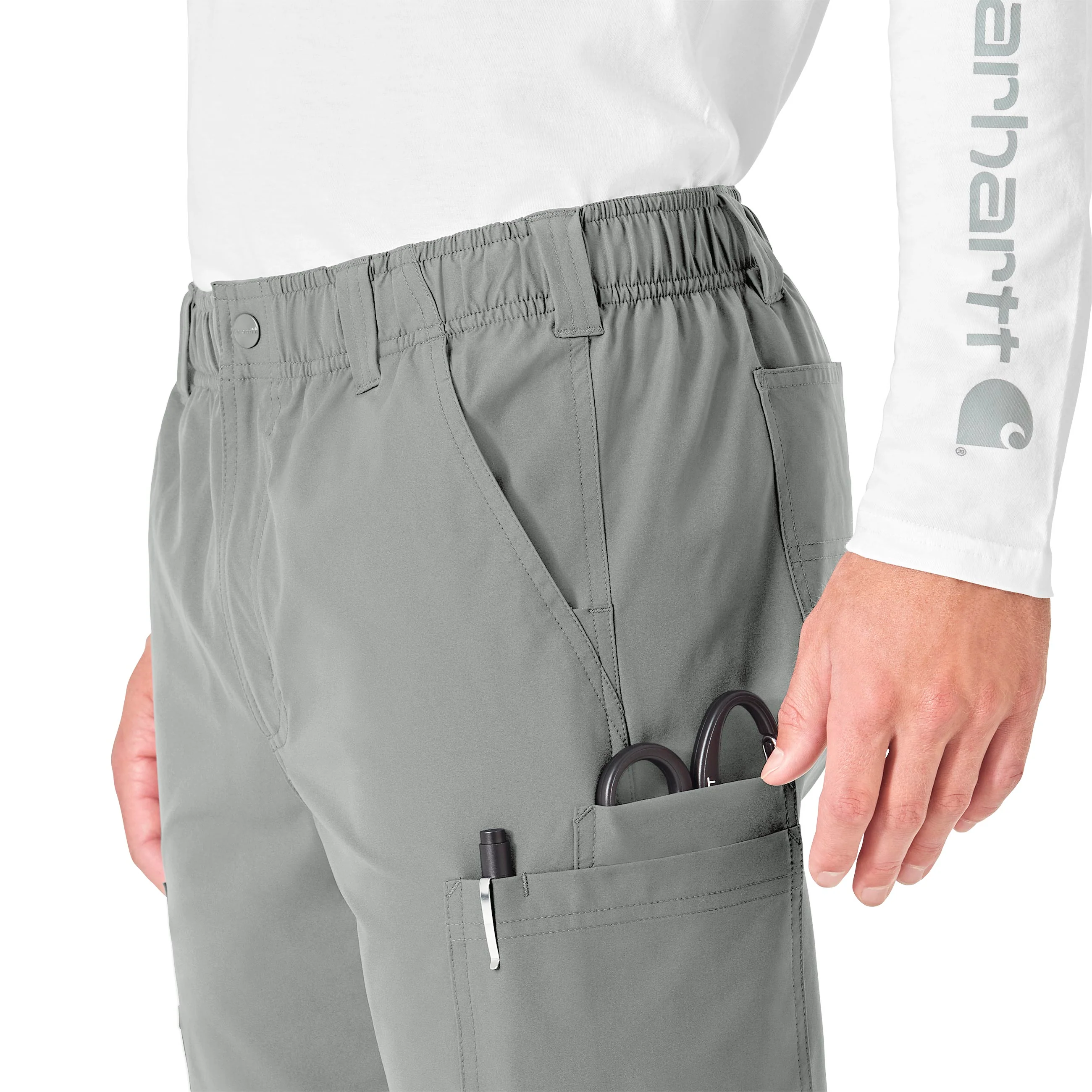 Carhartt Force Essentials Men's Straight Leg Cargo Scrub Pant - Grey - Image 6