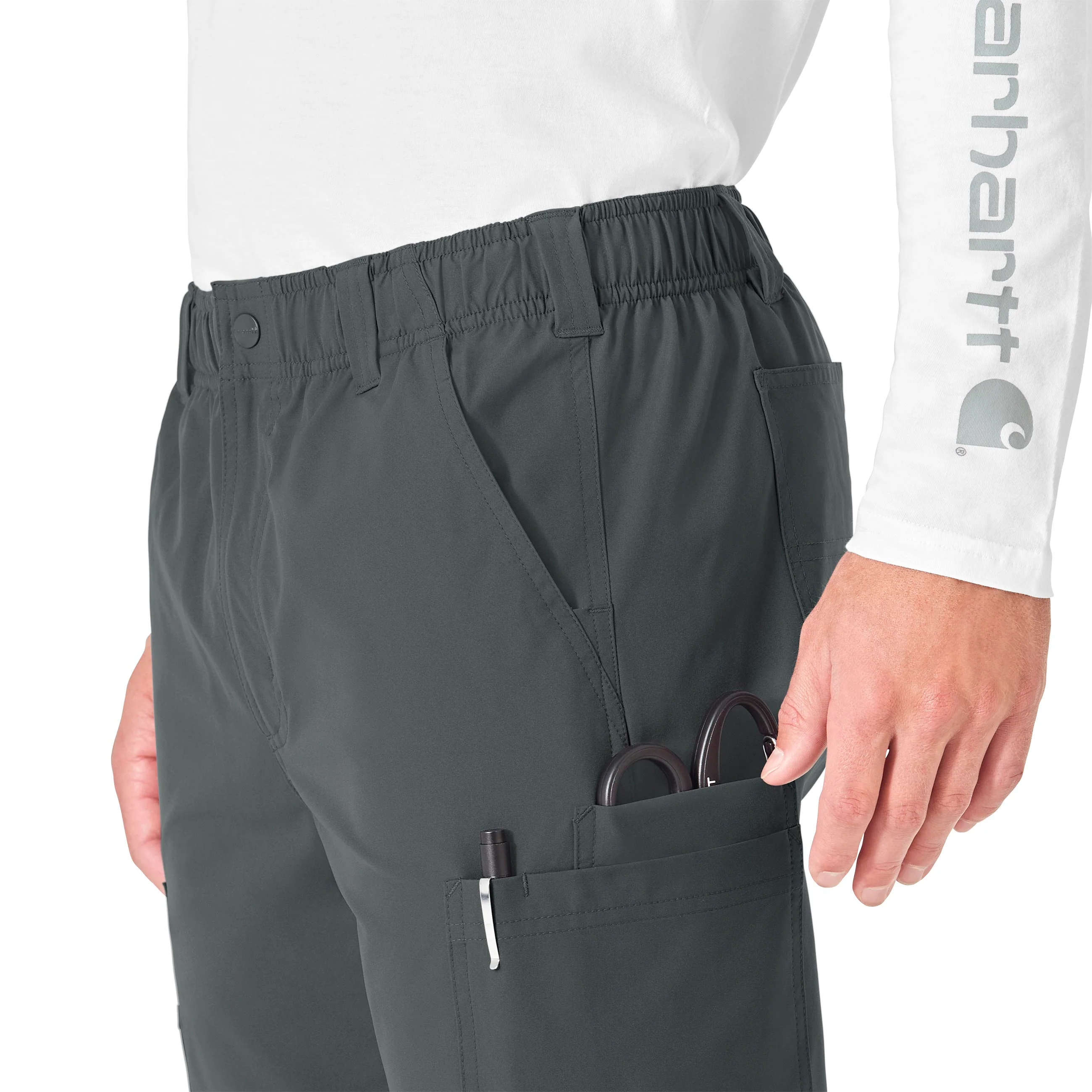 Carhartt Force Essentials Men's Straight Leg Cargo Scrub Pant - Pewter - Image 6