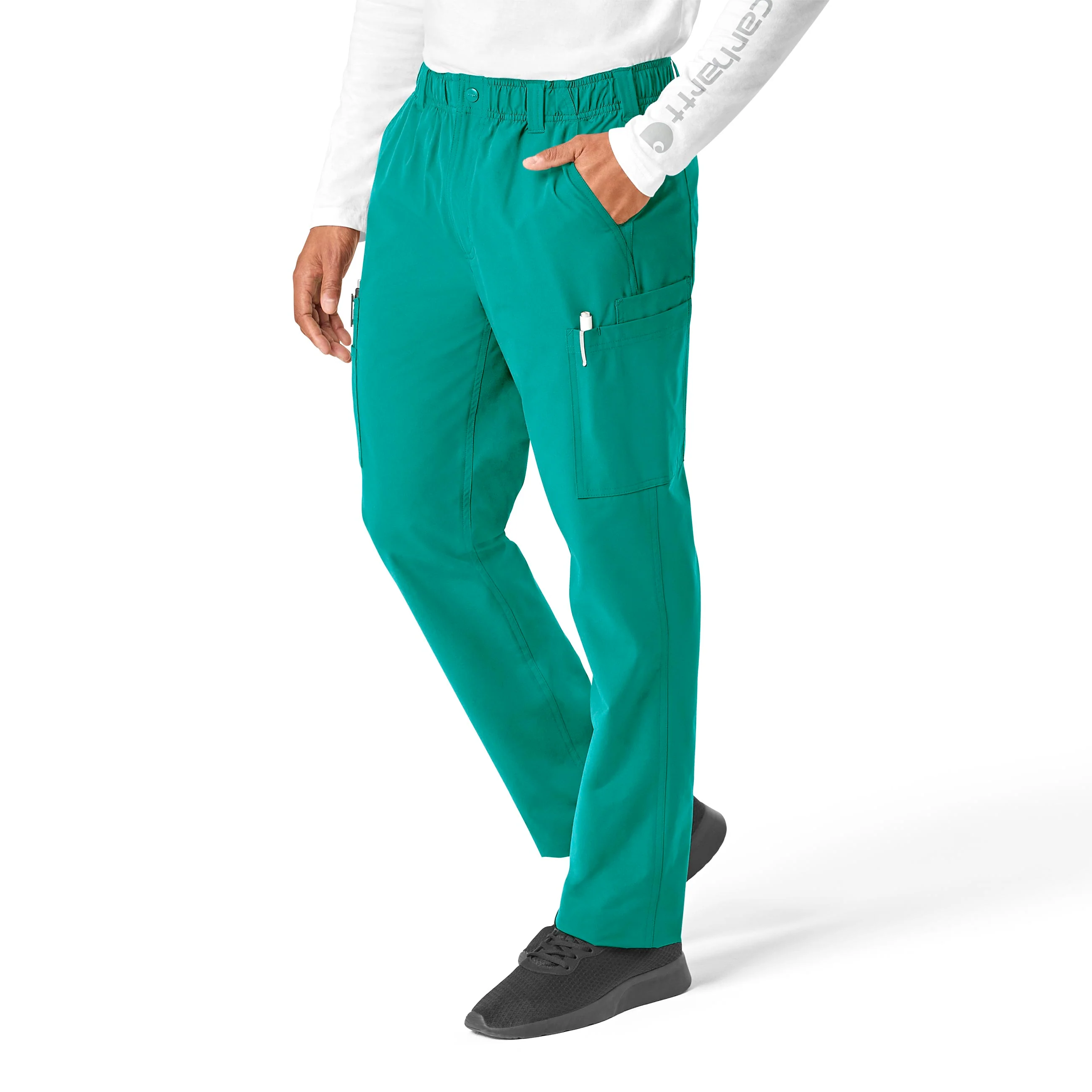 Carhartt Force Essentials Men's Straight Leg Cargo Scrub Pant - Teal Blue - Image 3