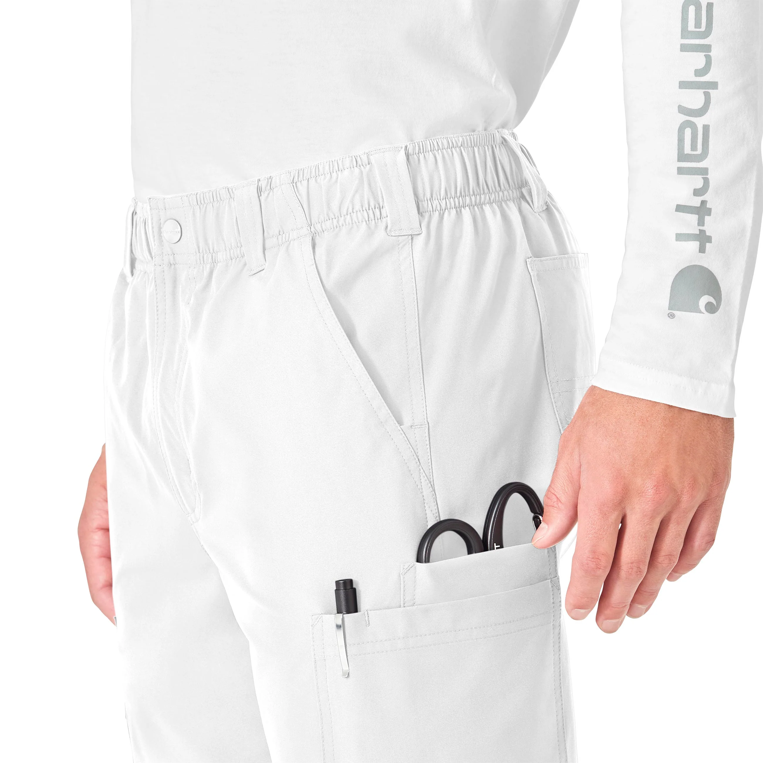 Carhartt Force Essentials Men's Straight Leg Cargo Scrub Pant - White - Image 6