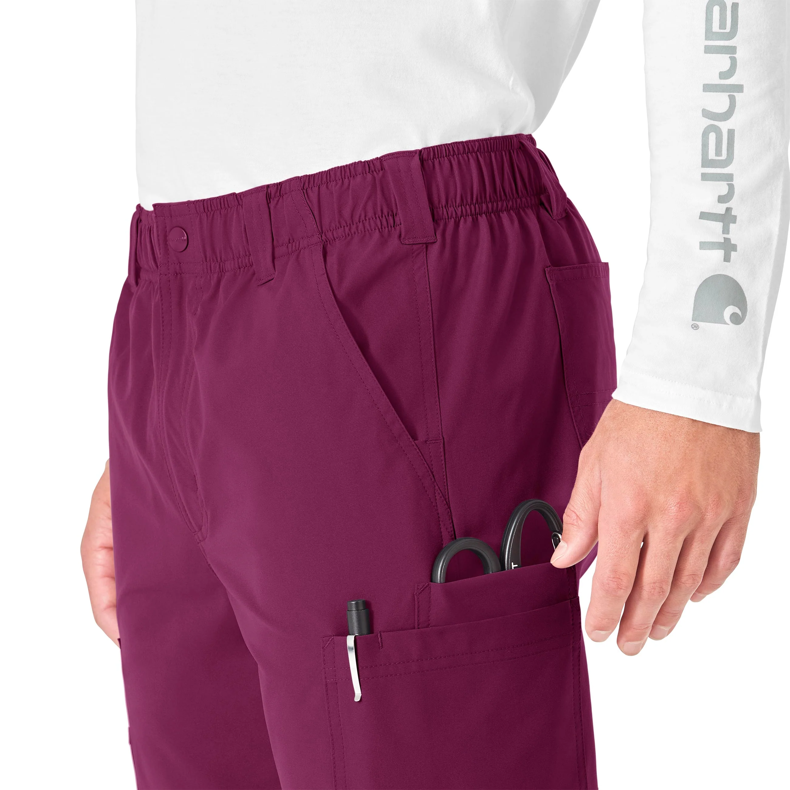 Carhartt Force Essentials Men's Straight Leg Cargo Scrub Pant - Wine - Image 6