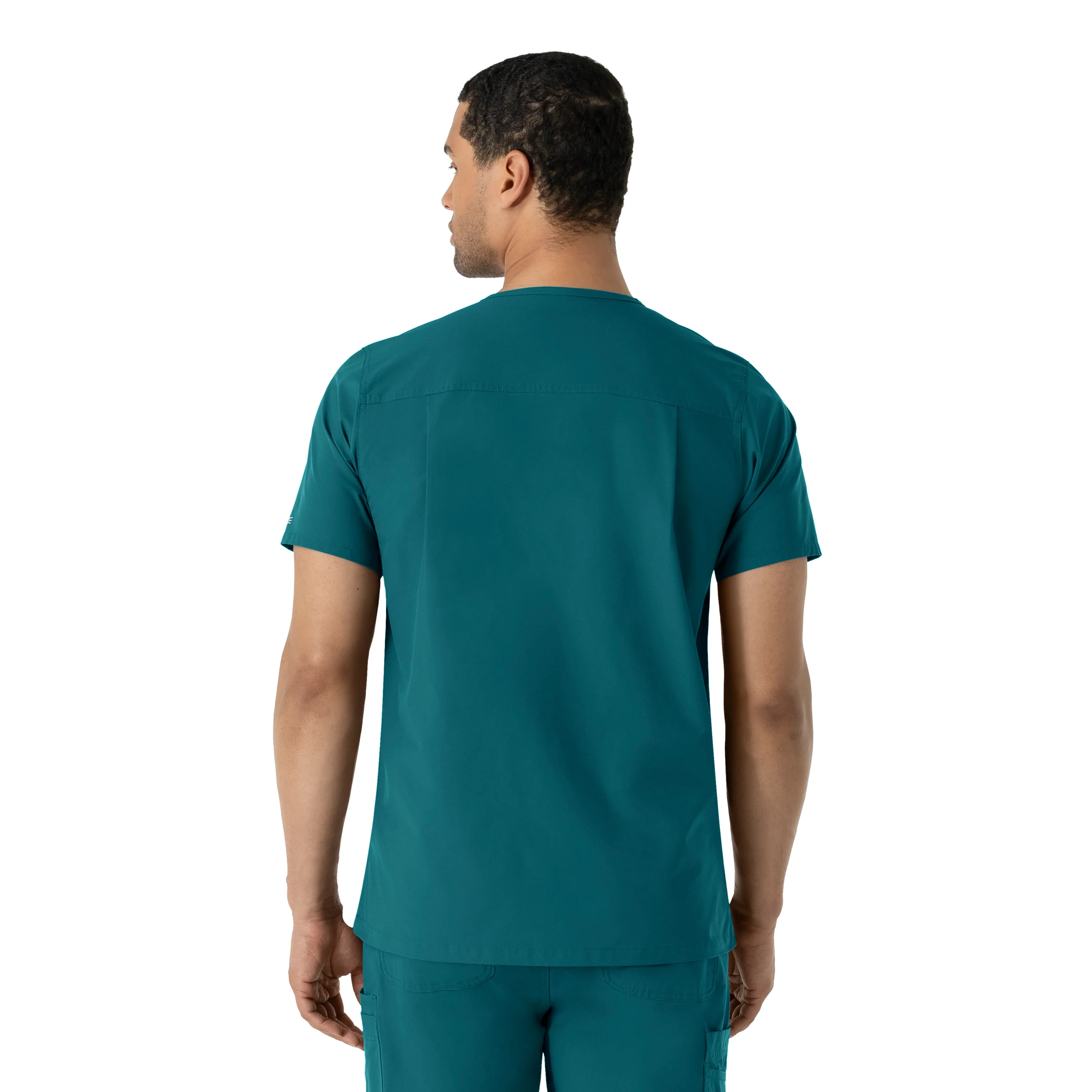 Carhartt Force Essentials Men's V-Neck Shirttail Scrub Top - Caribbean Blue - Image 2