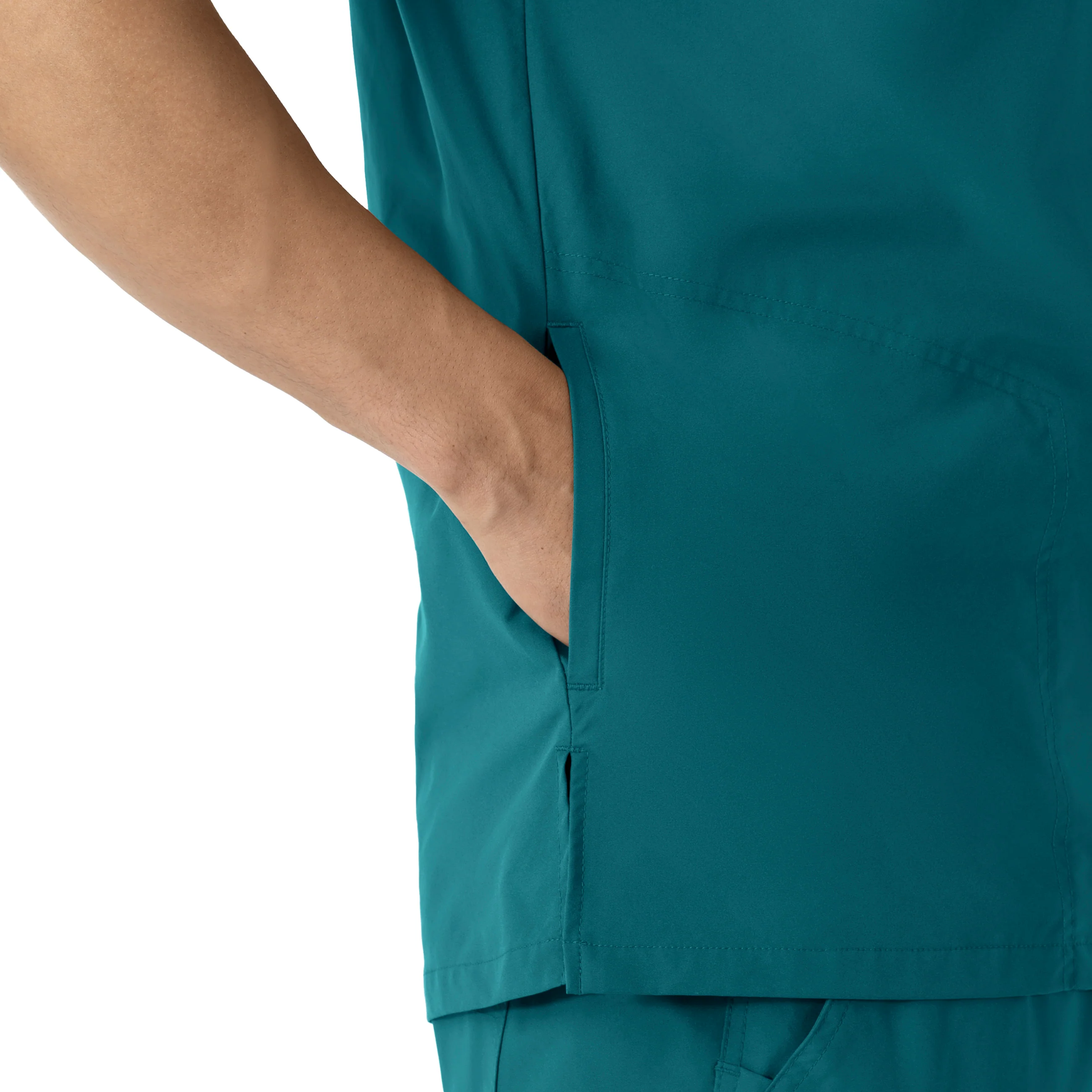 Carhartt Force Essentials Men's V-Neck Shirttail Scrub Top - Caribbean Blue - Image 5
