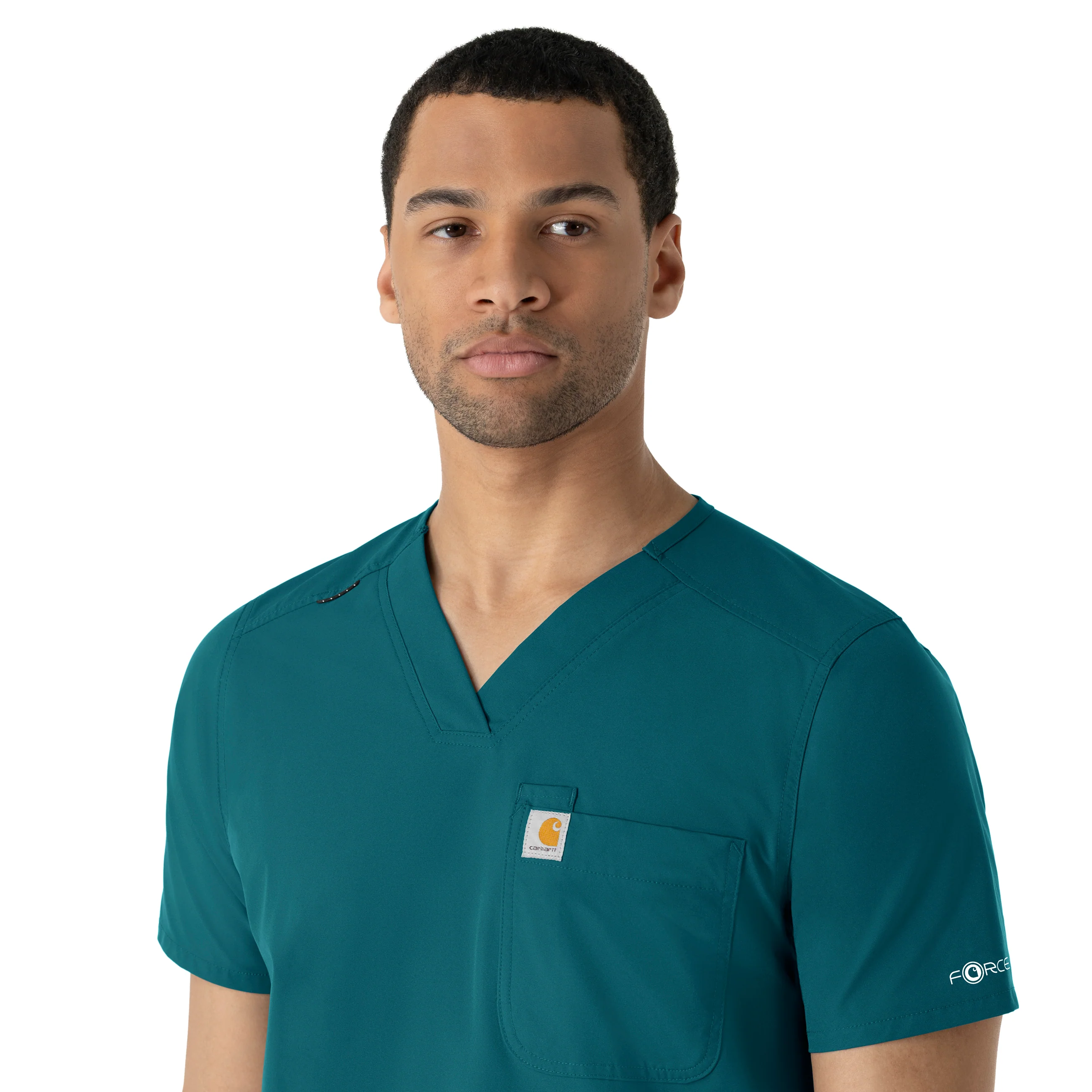 Carhartt Force Essentials Men's V-Neck Shirttail Scrub Top - Caribbean Blue - Image 7