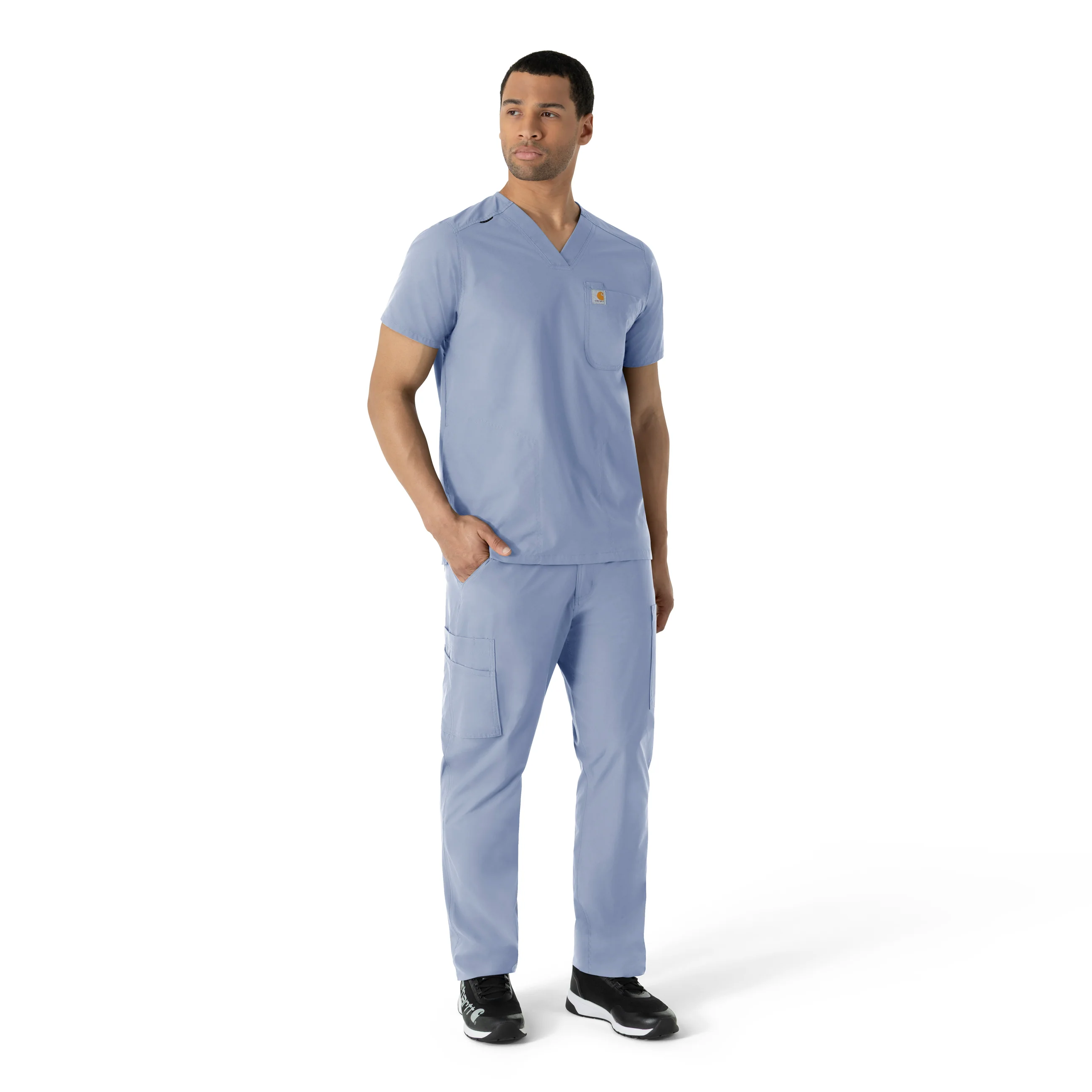 Carhartt Force Essentials Men's V-Neck Shirttail Scrub Top - Ceil Blue - Image 3