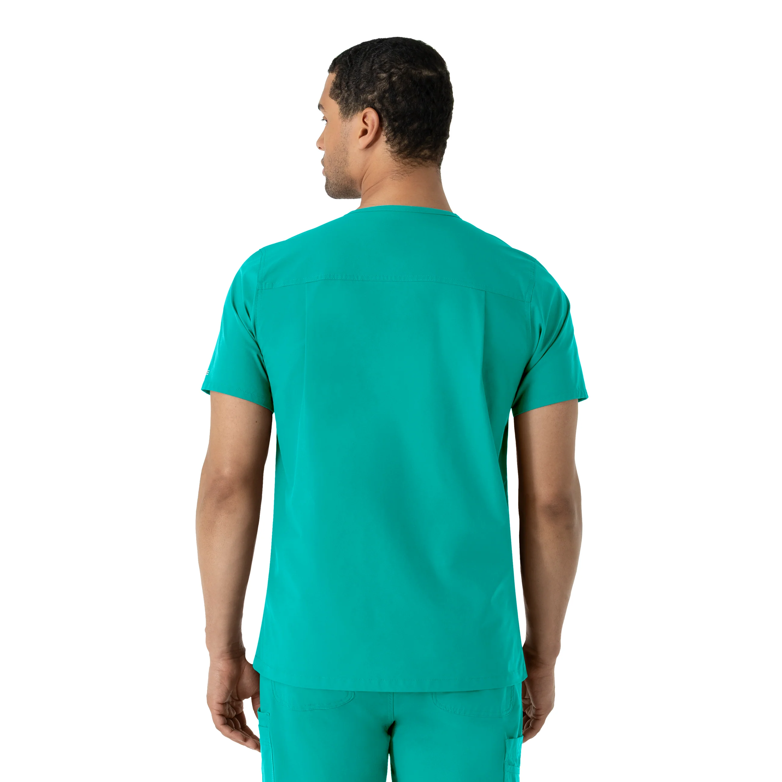 Carhartt Force Essentials Men's V-Neck Shirttail Scrub Top - Teal Blue - Image 2