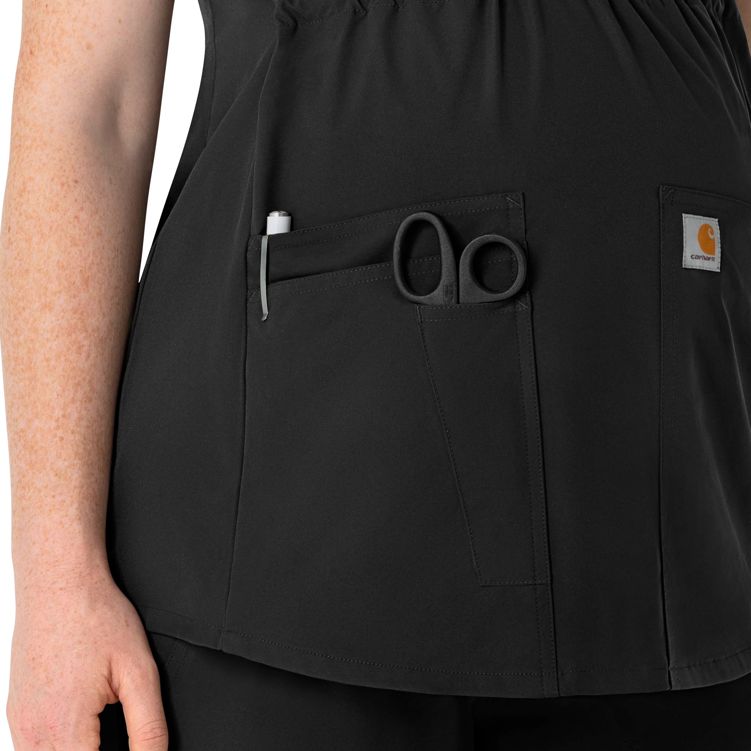 Carhartt Force Essentials Women's Henley Maternity Scrub Top - Black - Image 5