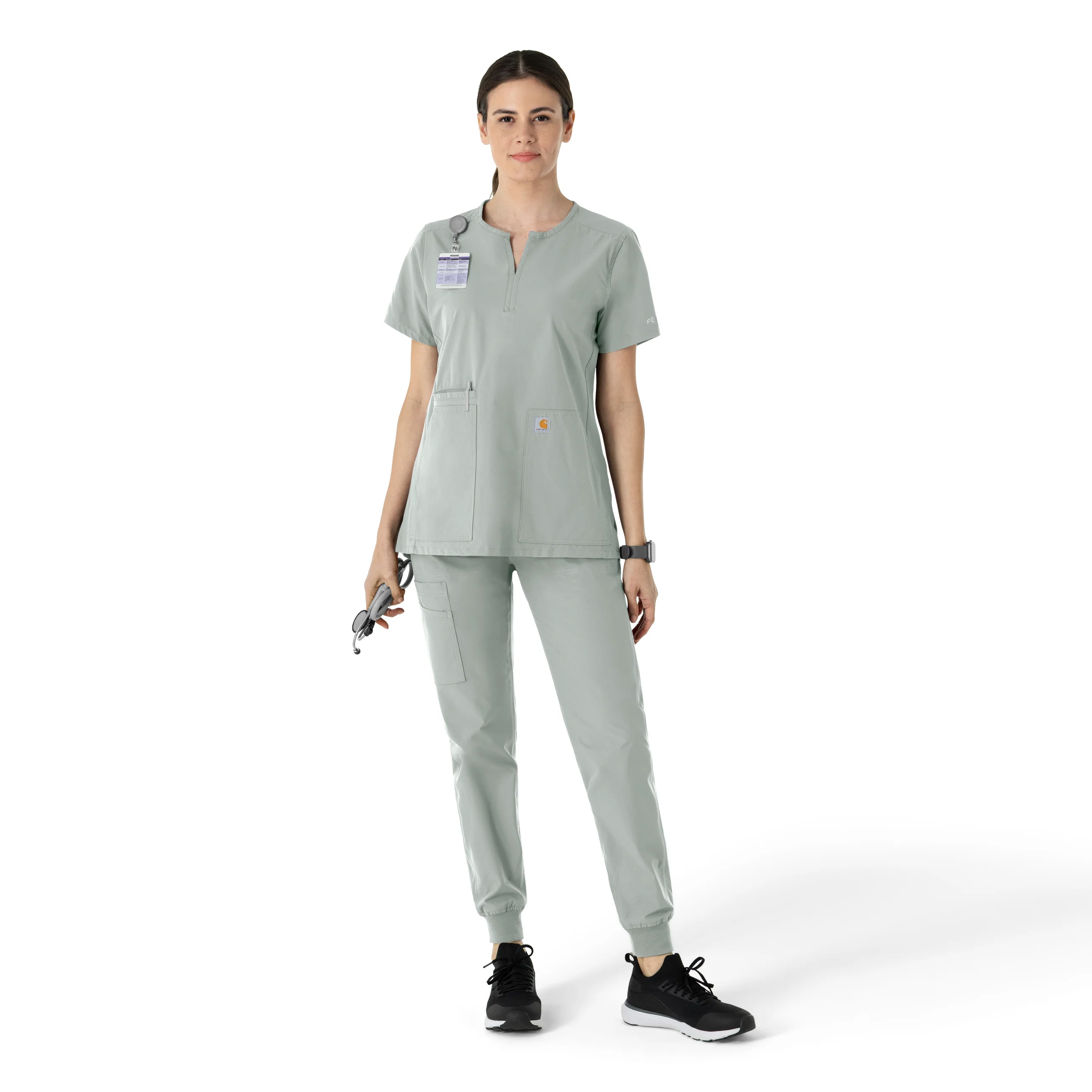 Carhartt Force Essentials Women's Notch Neck Tunic Scrub Top - Grey - Image 3