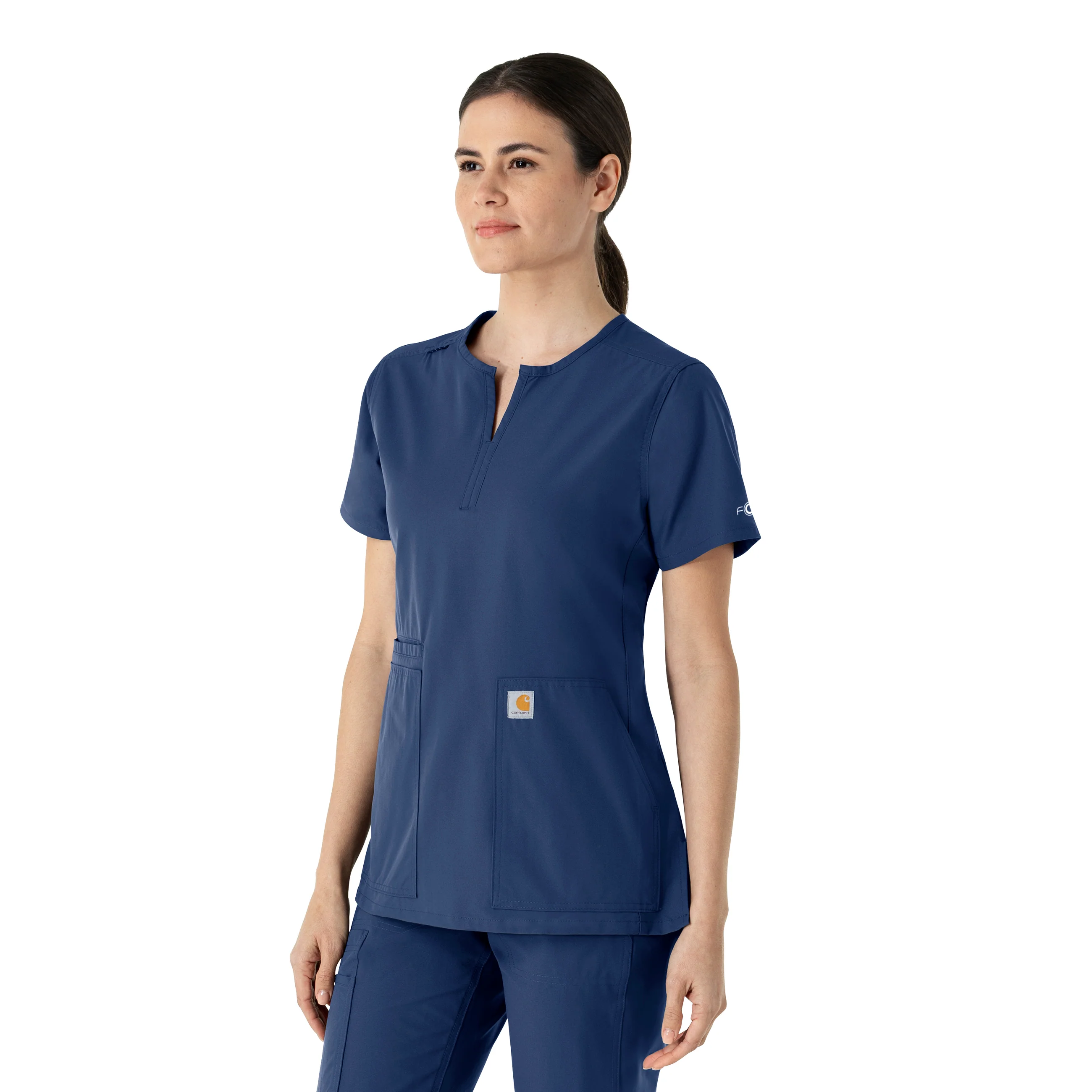 Carhartt Force Essentials Women's Notch Neck Tunic Scrub Top - Navy - Image 4
